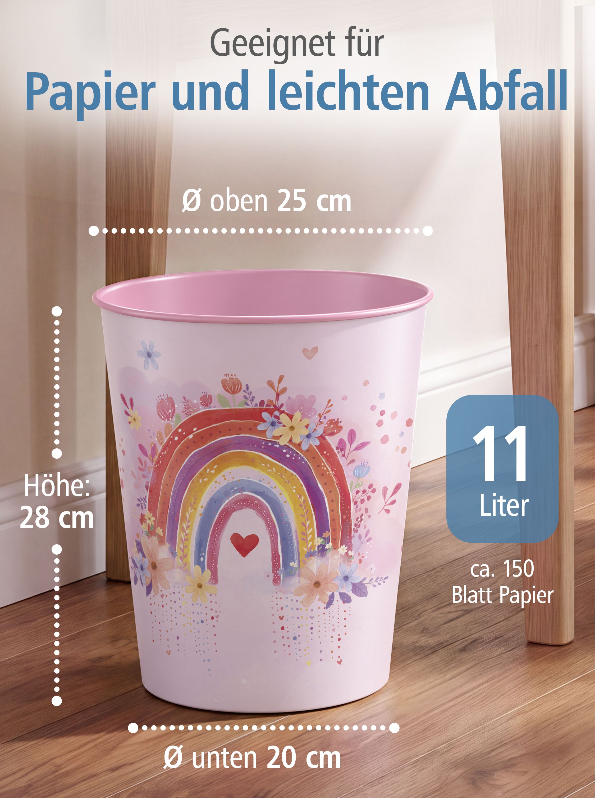 itenga Papierkorb f�r Kinder - Motiv Regenbogen - RAINBO...