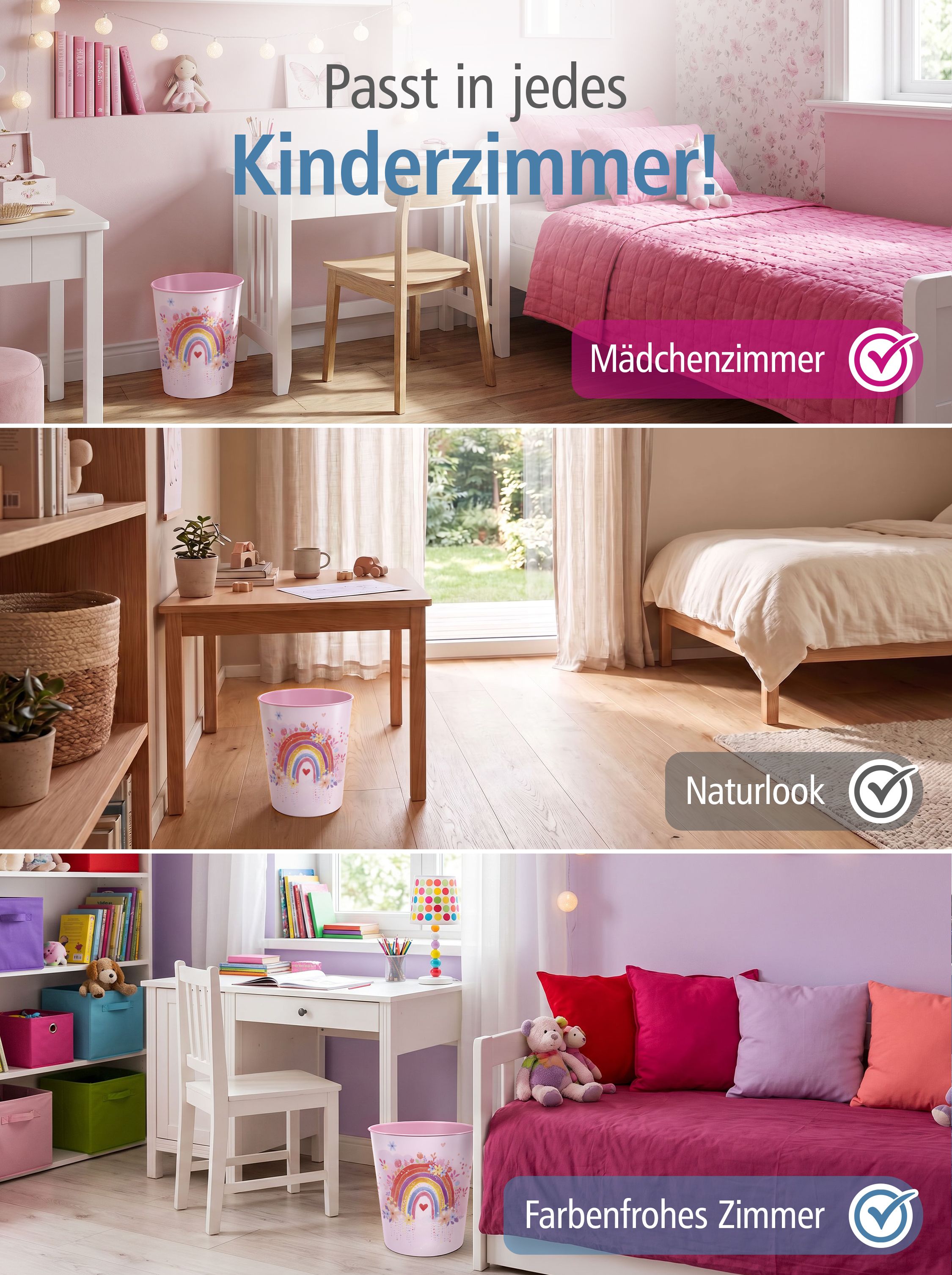 itenga Papierkorb f�r Kinder - Motiv Regenbogen - RAINBO...