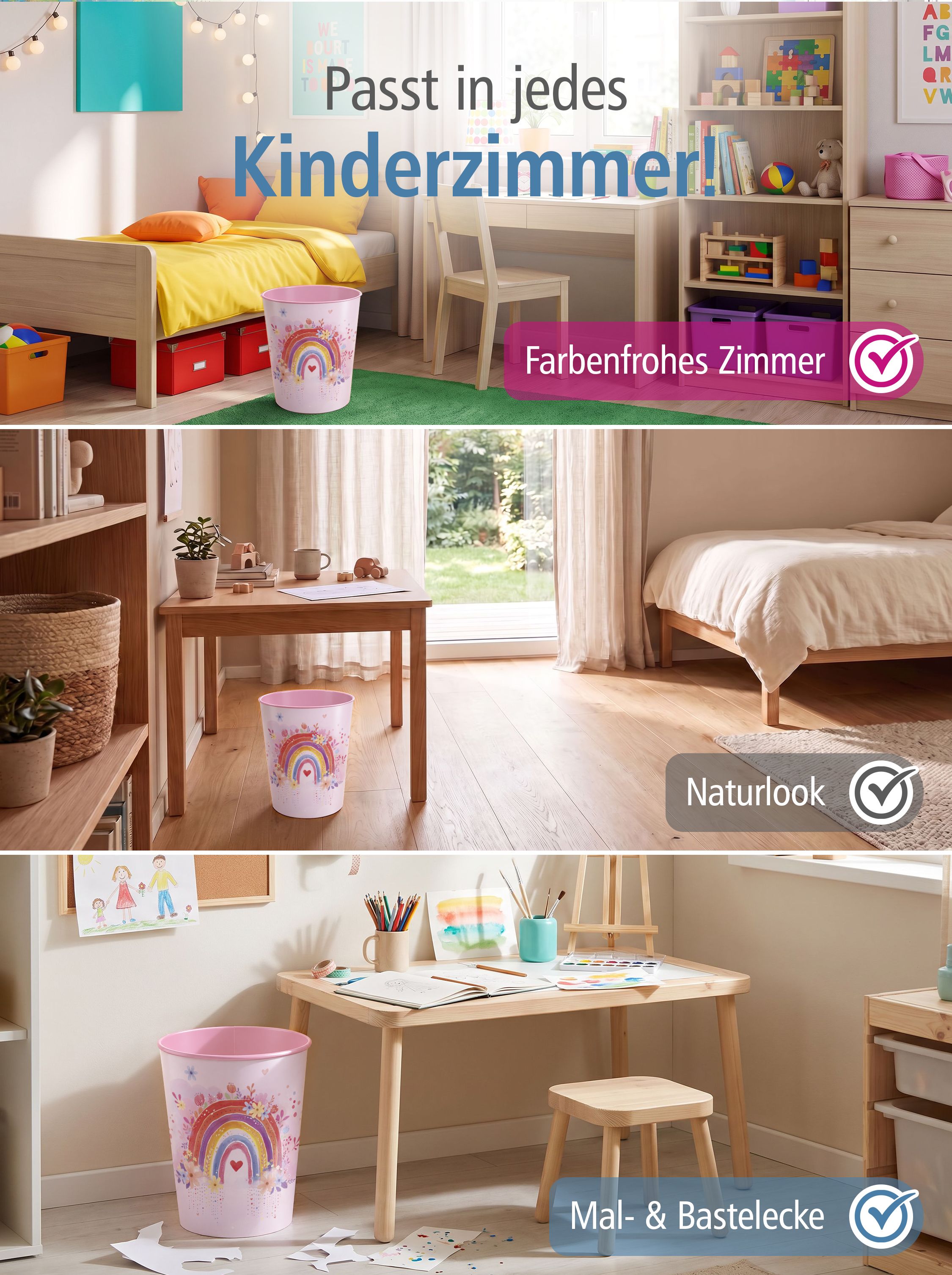 itenga Papierkorb f�r Kinder - Motiv Regenbogen - RAINBO...