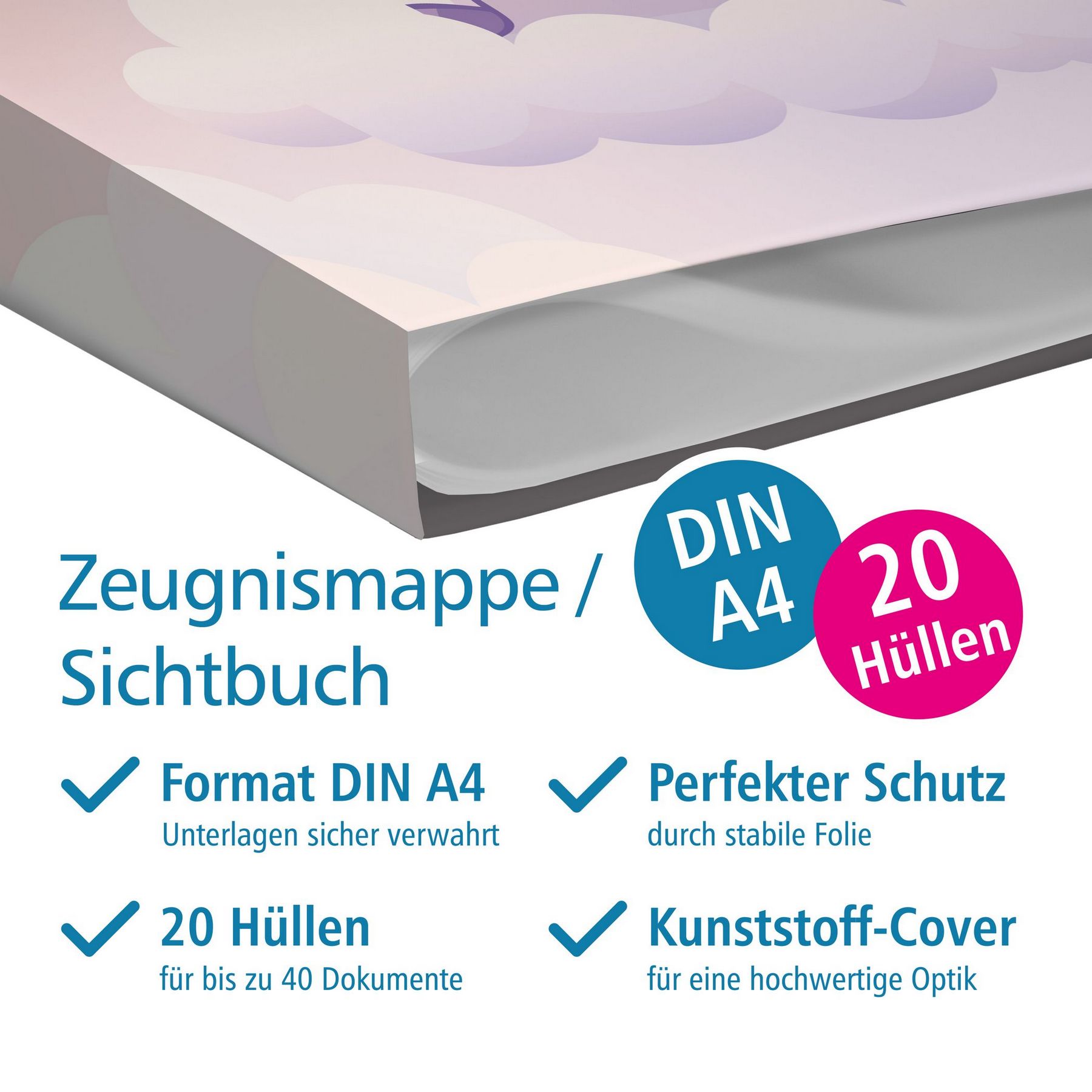 ITENGA Zeugnismappe A4 Kunststoff Sichtbuch Motiv EINHOR...