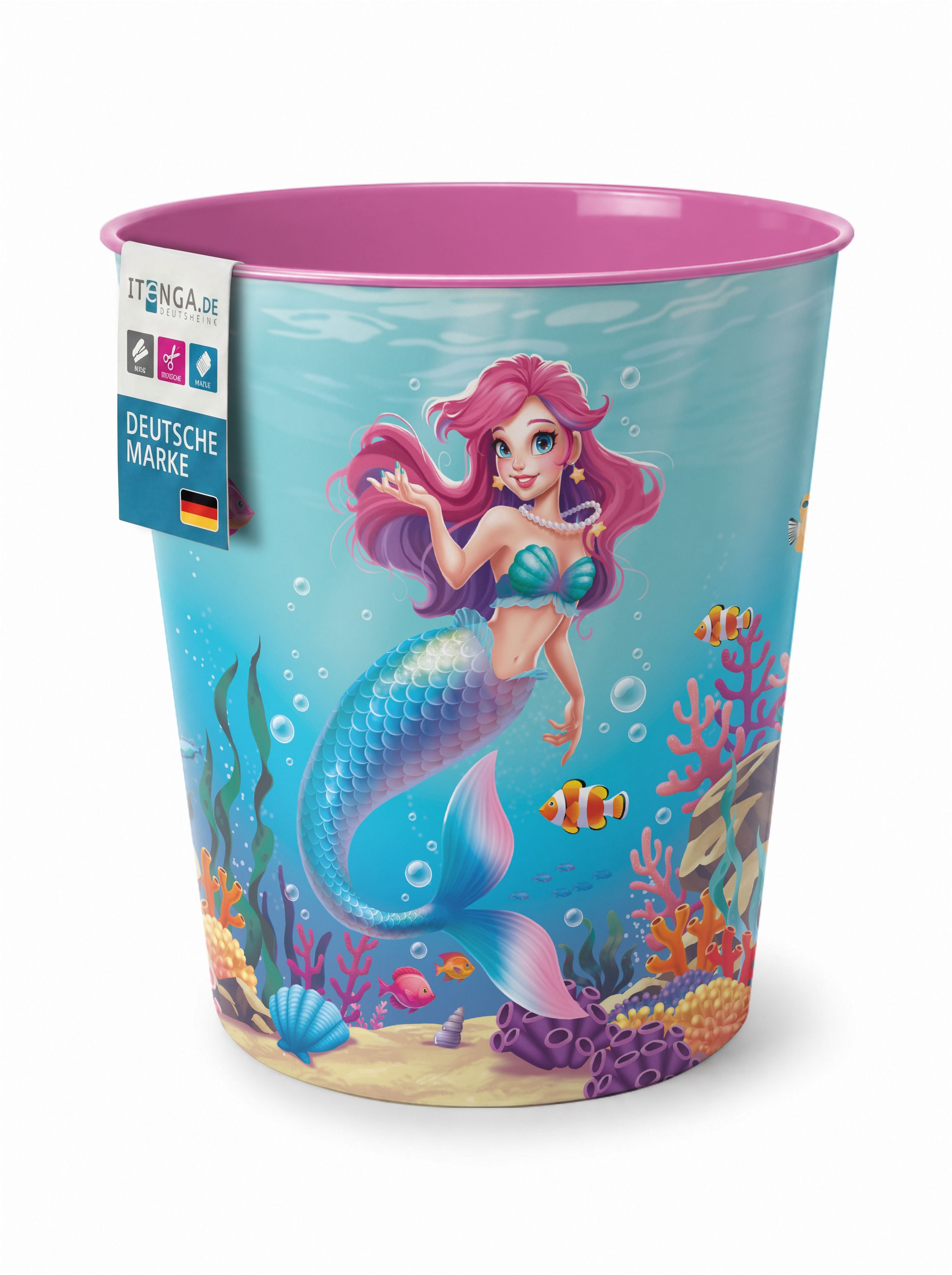 itenga Papierkorb f�r Kinder - Motiv Meerjungfrau - AQUA...
