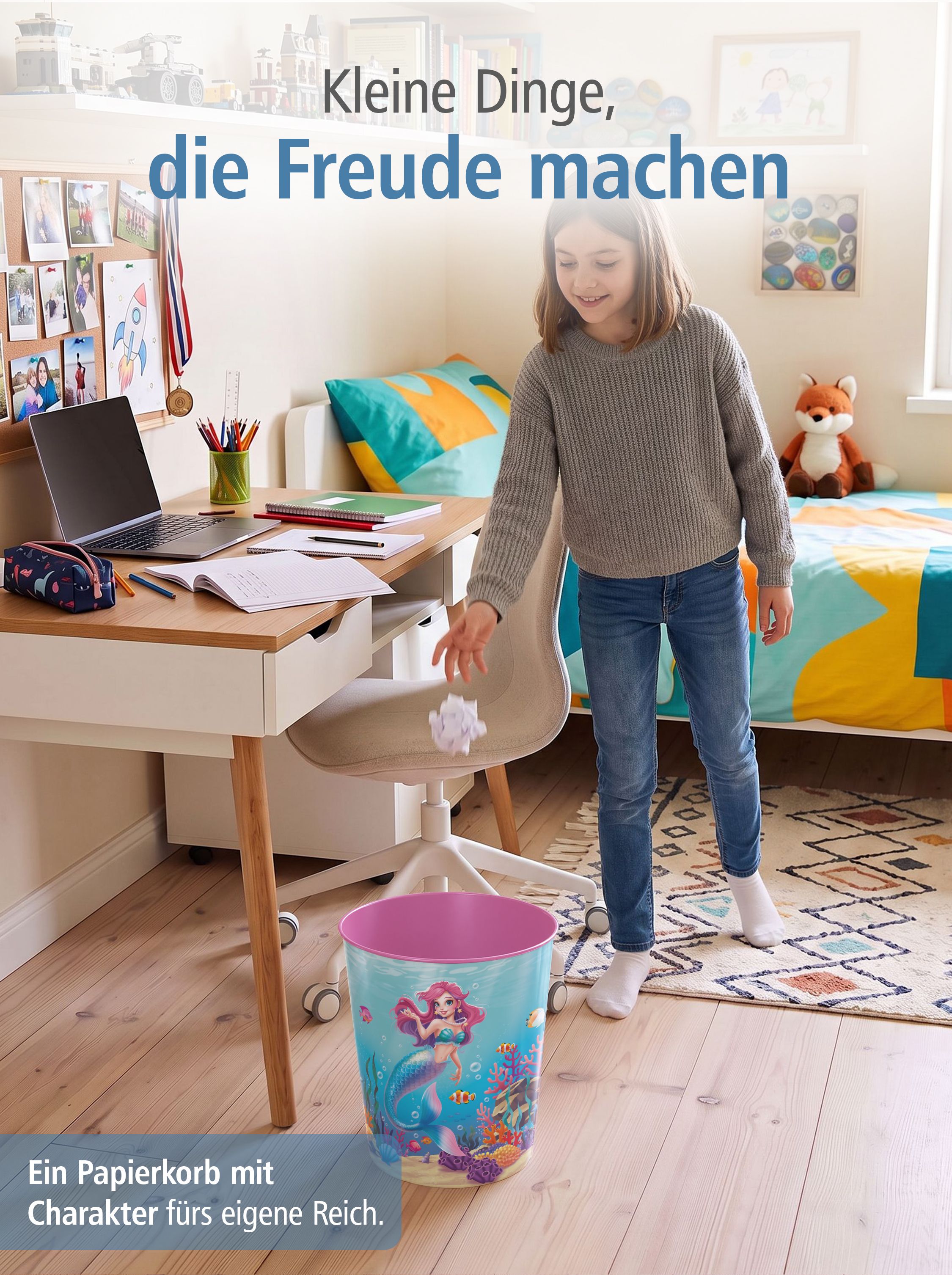 itenga Papierkorb f�r Kinder - Motiv Meerjungfrau - AQUA...