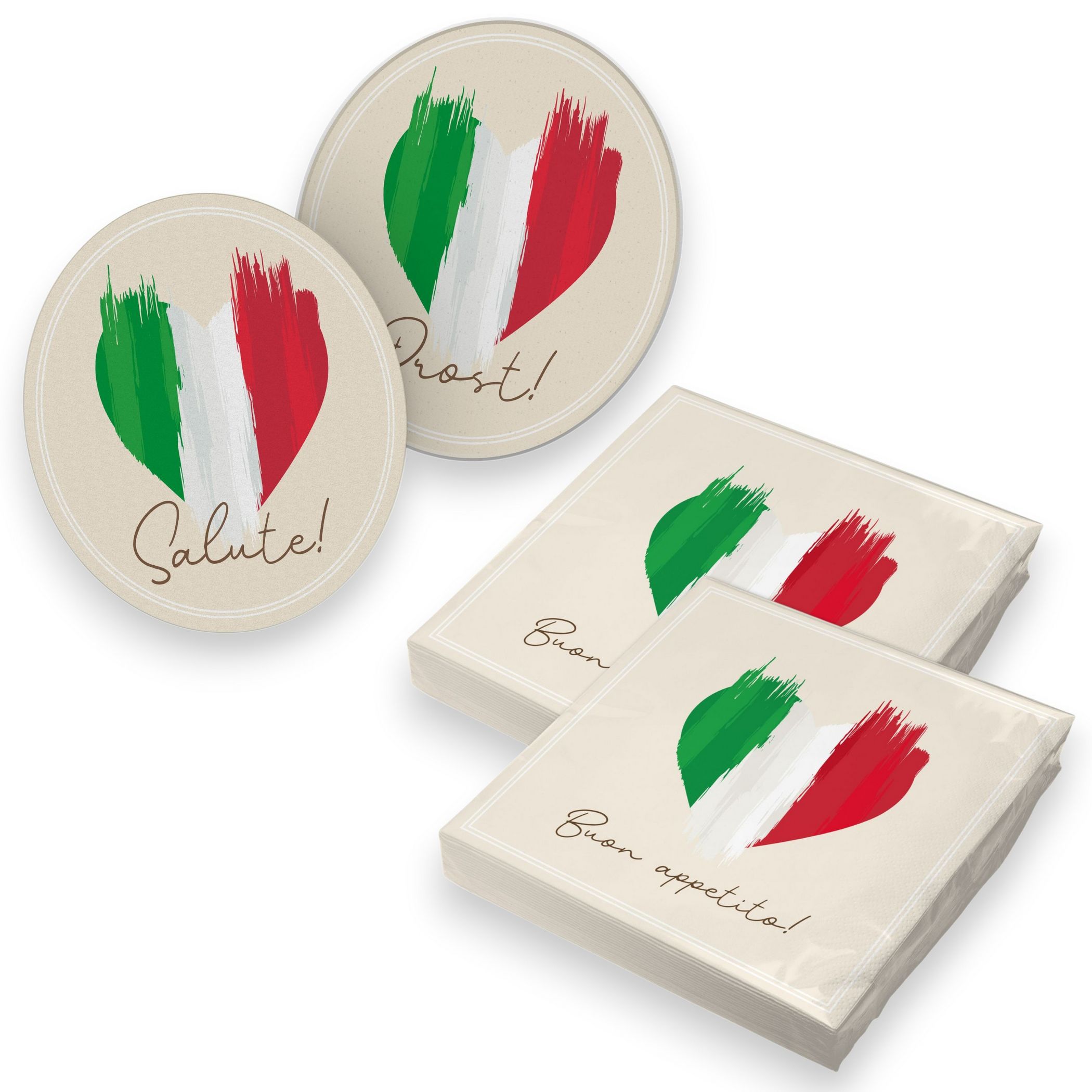itenga 40x Servietten mit 40x Bierdeckel - Italien - Fla...