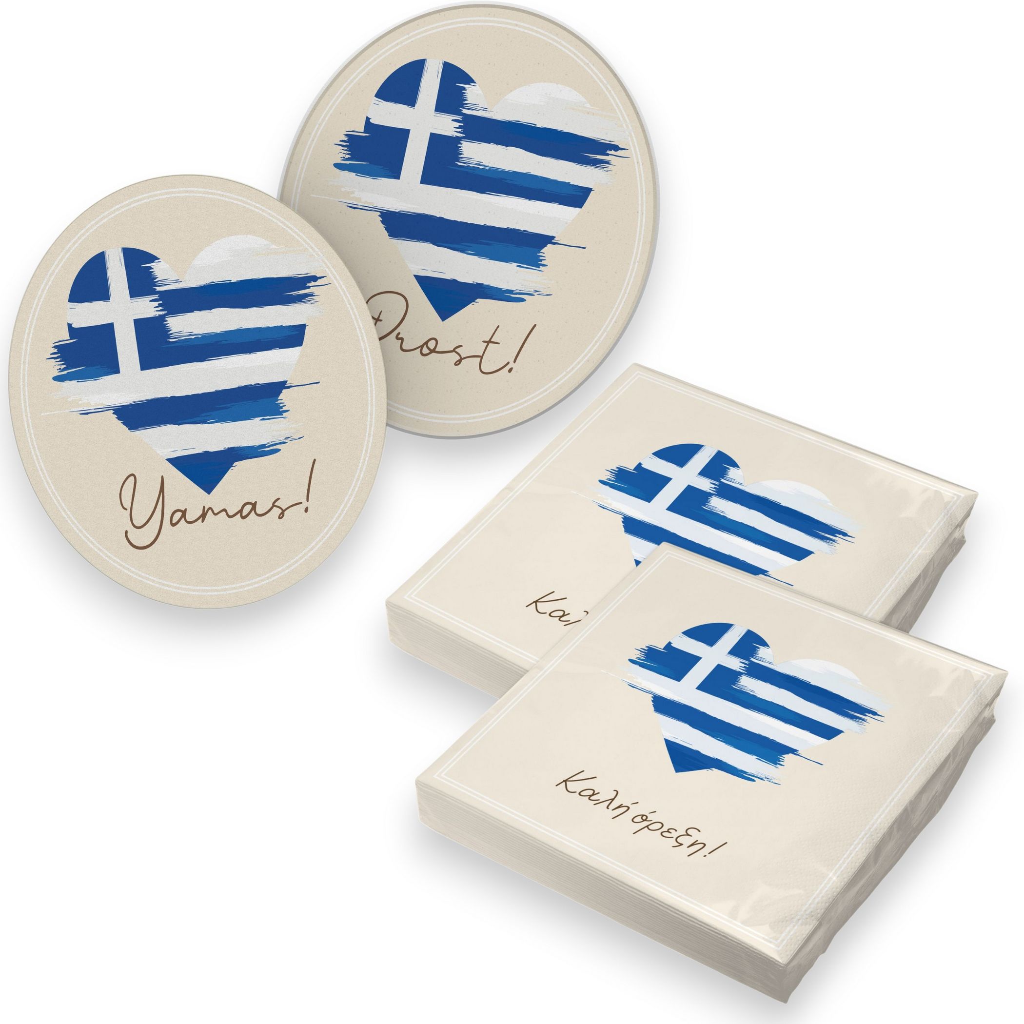 itenga 40x Servietten mit 40x Bierdeckel - Serviette Gri...