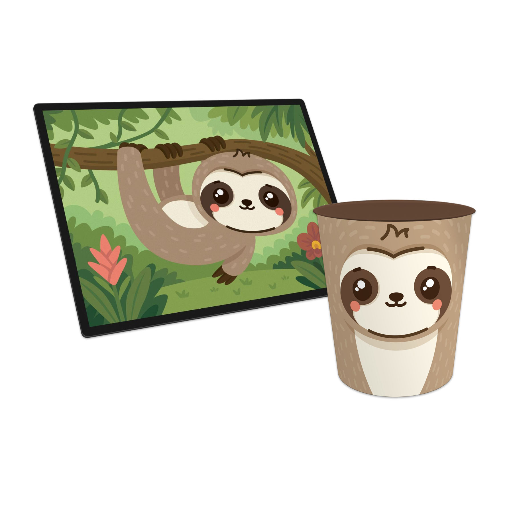 itenga Papierkorb mit Schreibunterlage KAWAII Motiv FAUL...