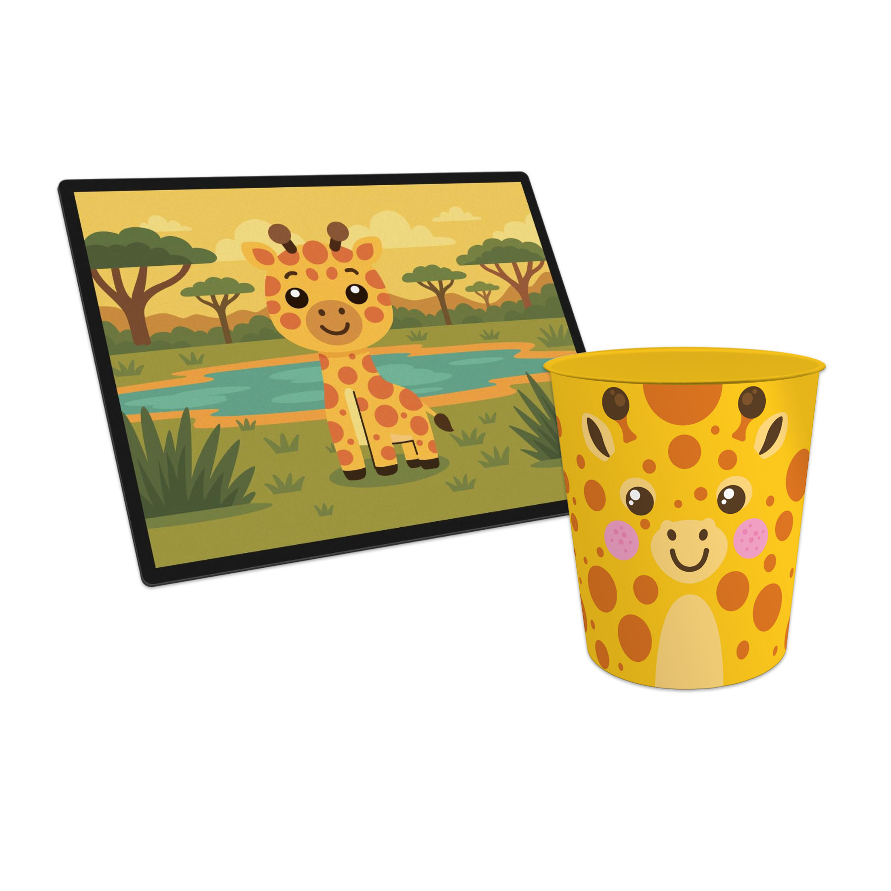 itenga Papierkorb mit Schreibunterlage KAWAII Motiv GIRA...