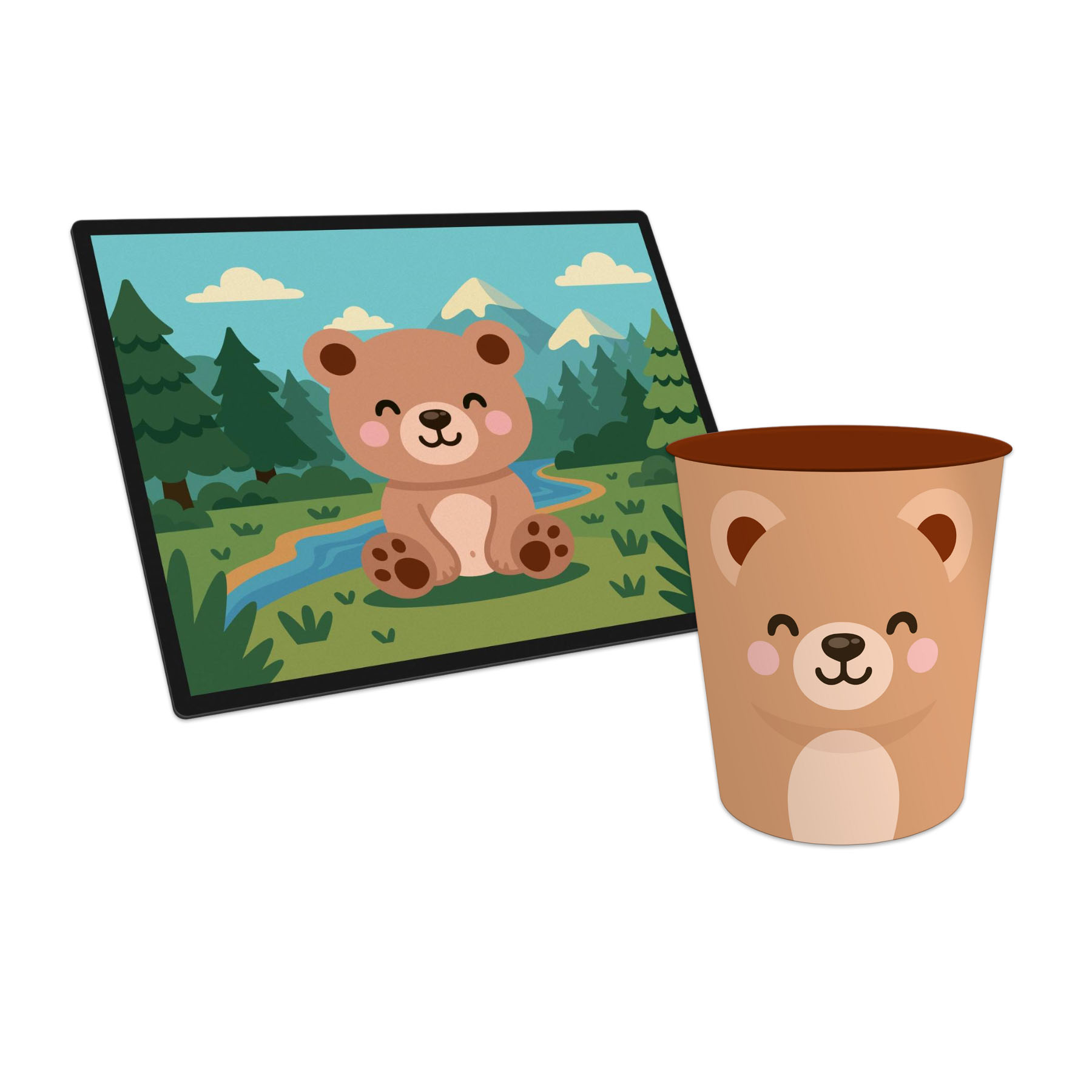 itenga Papierkorb mit Schreibunterlage KAWAII Motiv B�R Set