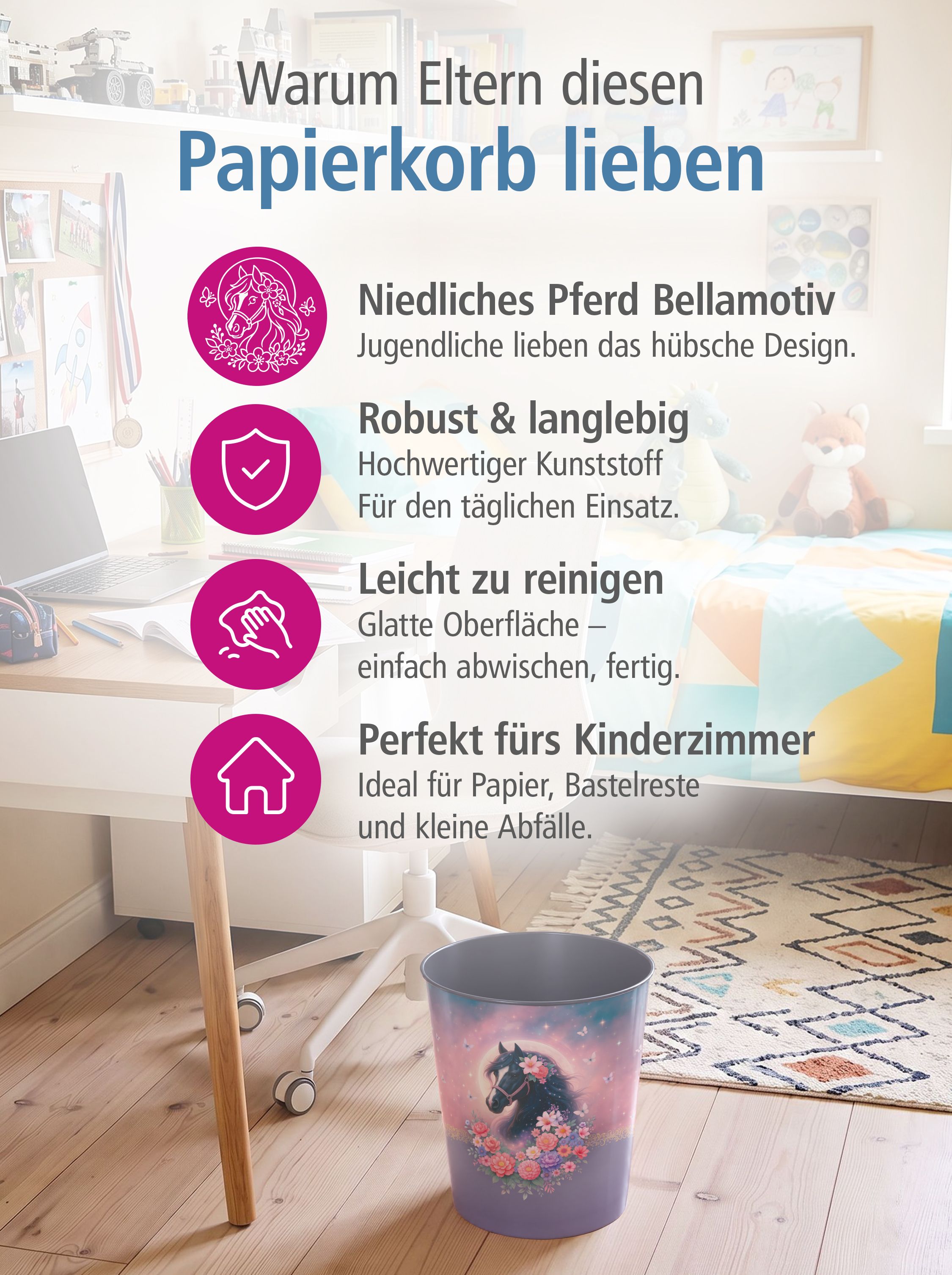 ITENGA Kinder Papierkorb Schreibtischunterlage Set - ca....