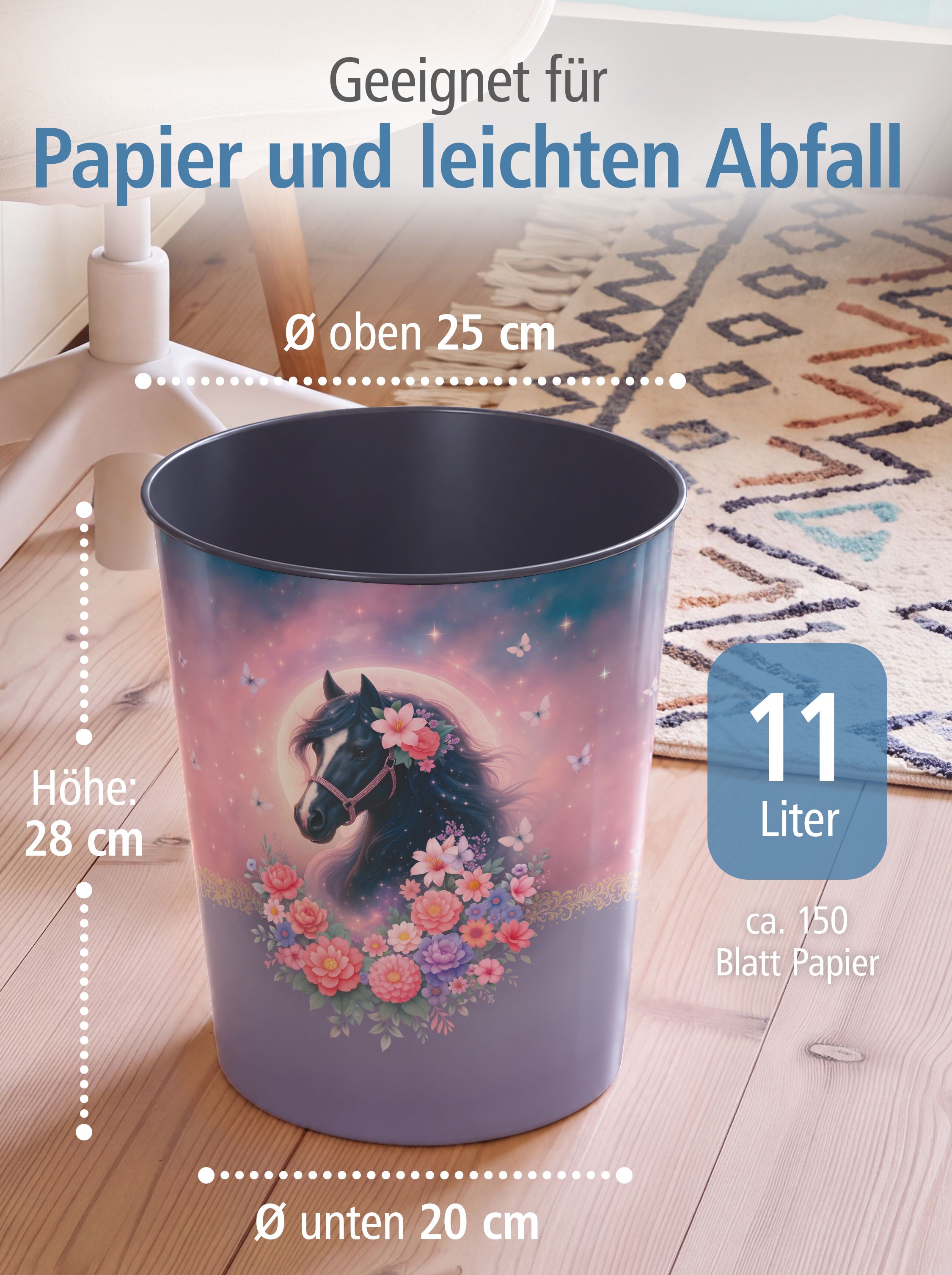 itenga Papierkorb f�r Kinder - Motiv Pferd BELLA - ca. 1...