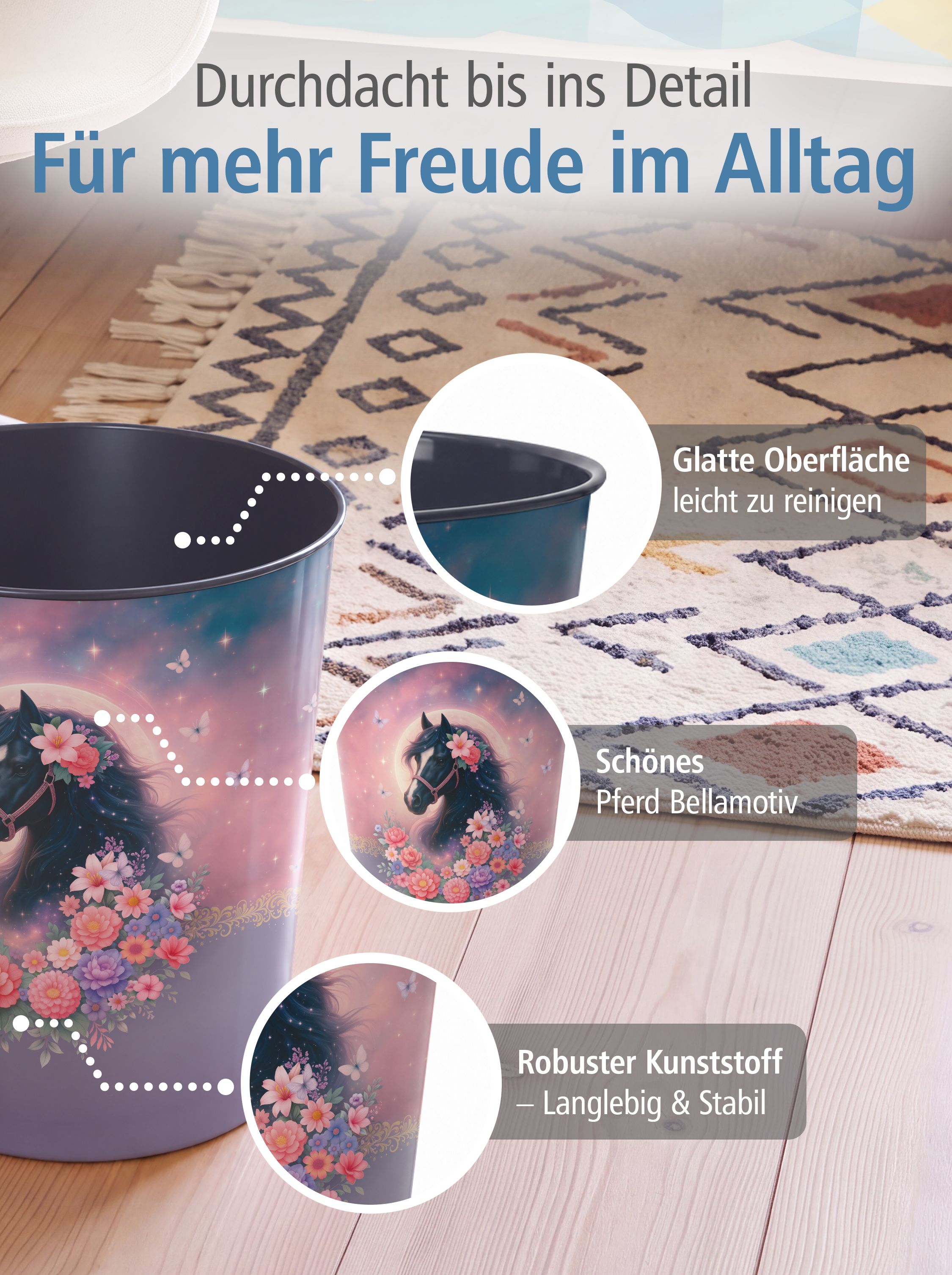itenga Papierkorb f�r Kinder - Motiv Pferd BELLA - ca. 1...
