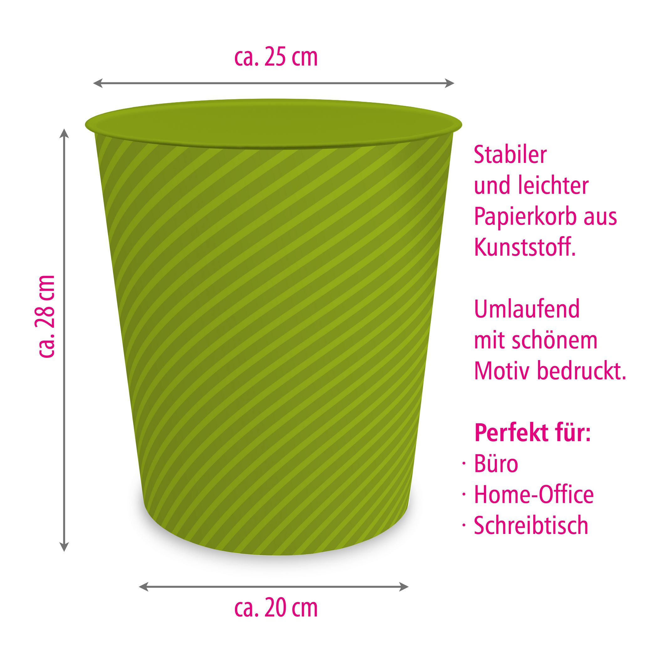 itenga Papierkorb ca. 11 Liter - STRIPE - gr�n