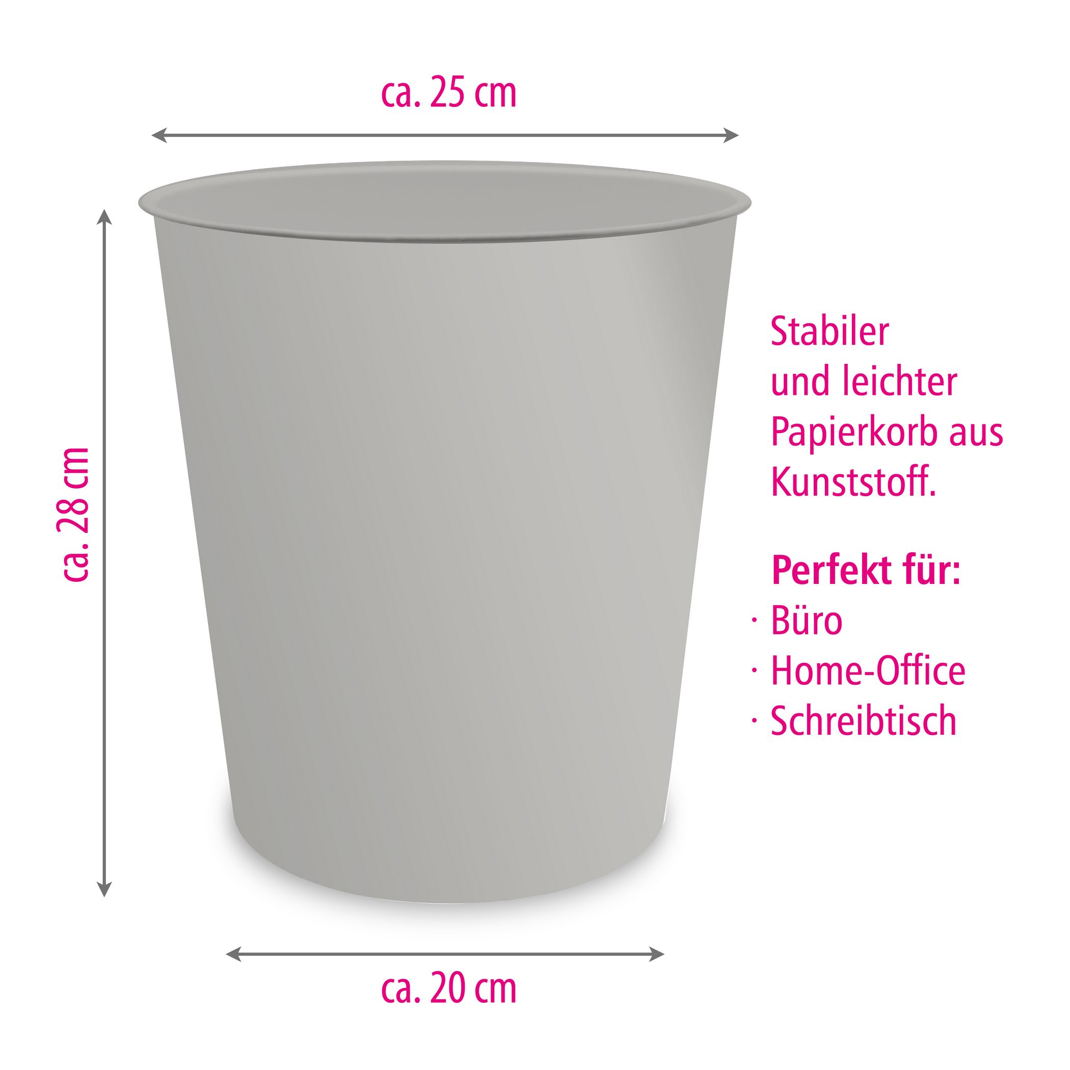 itenga Papierkorb ca. 11 Liter - grau