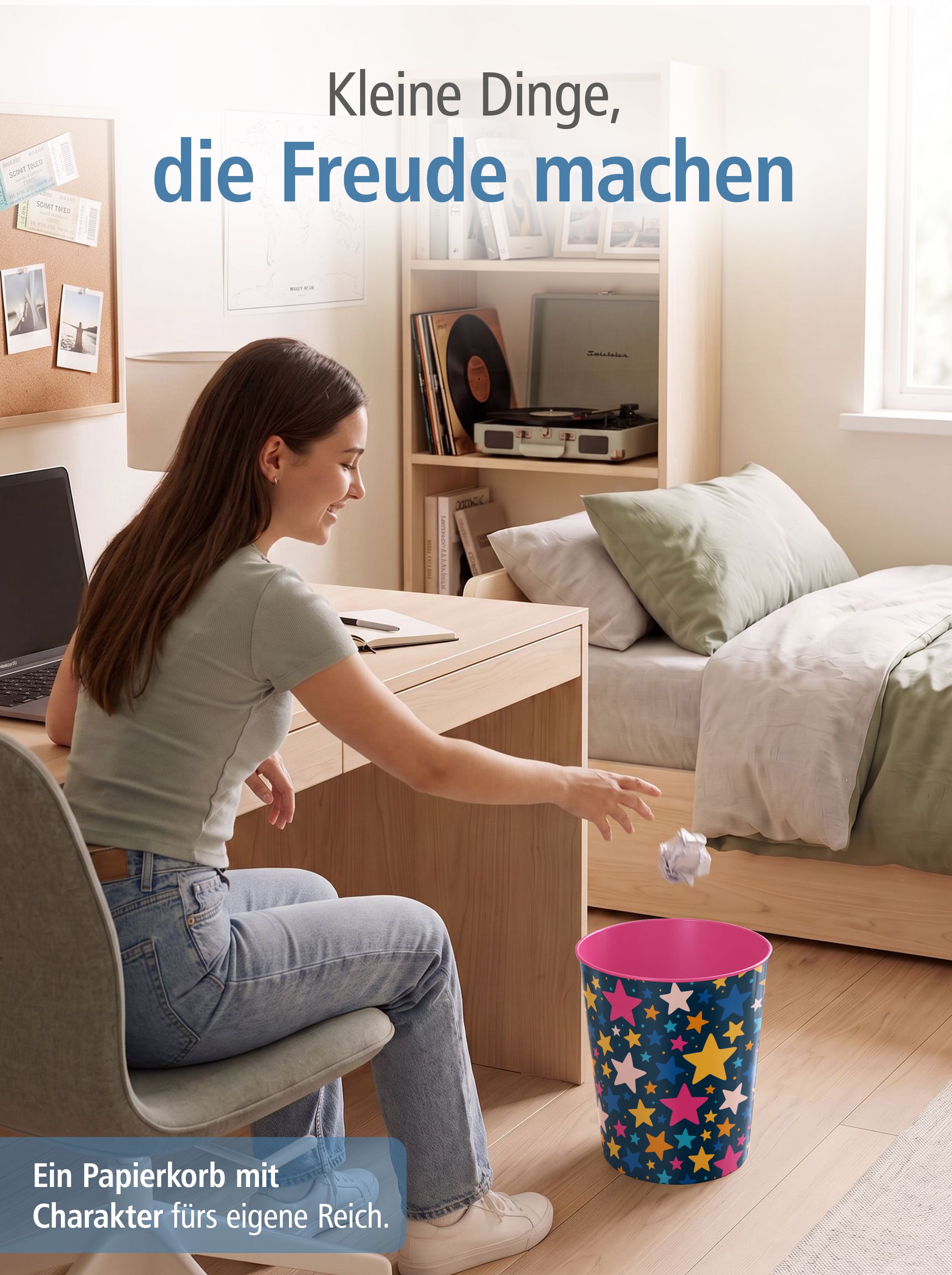itenga Papierkorb ca. 11 Liter - Motiv STERNE