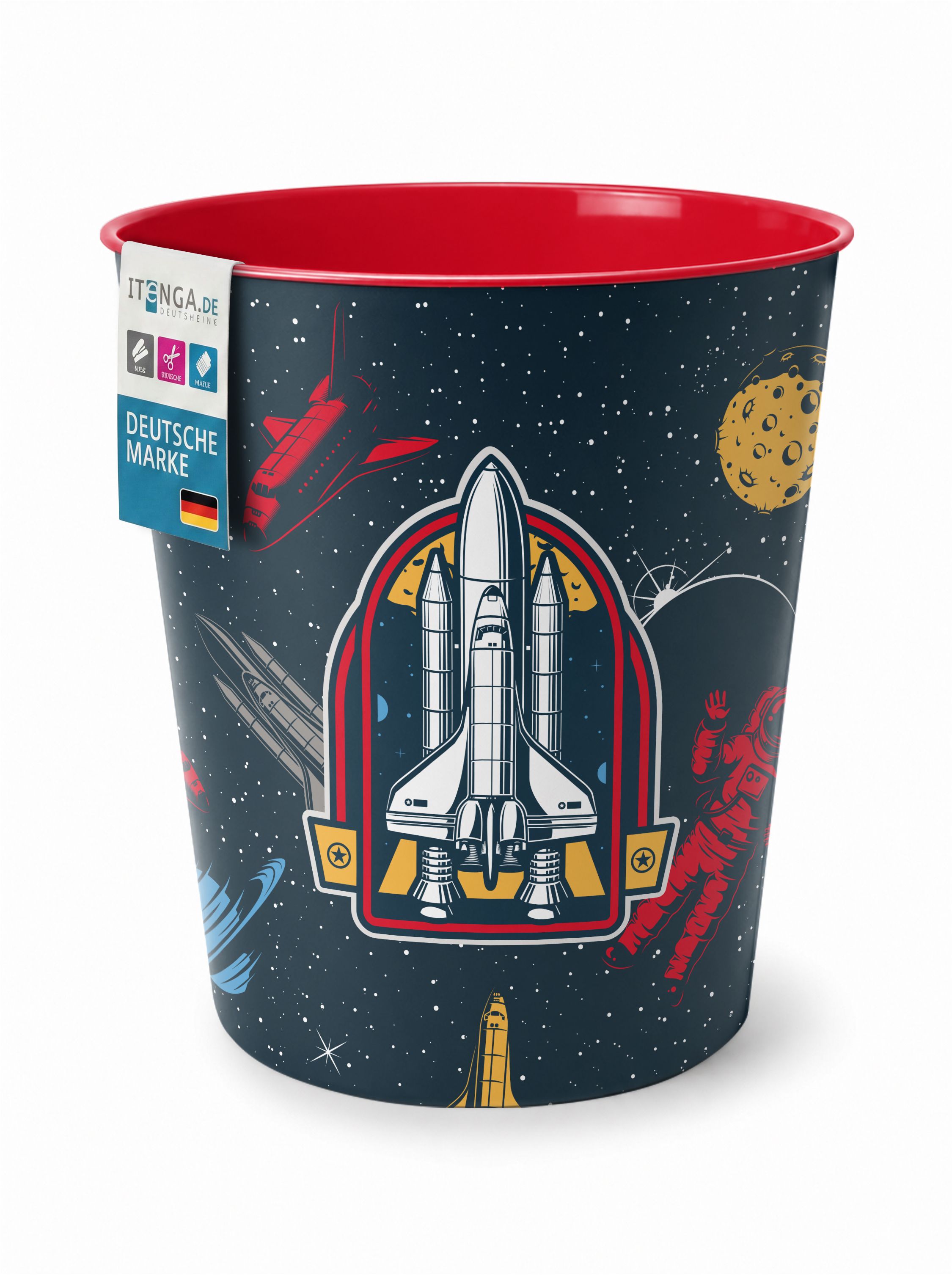 itenga Papierkorb ca. 11 Liter - Motiv WELTRAUM