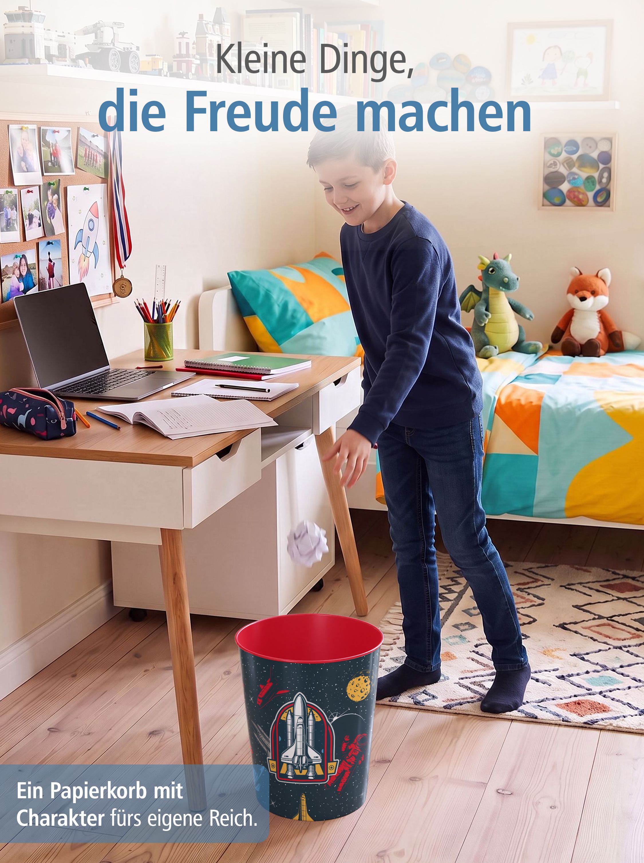 itenga Papierkorb ca. 11 Liter - Motiv WELTRAUM
