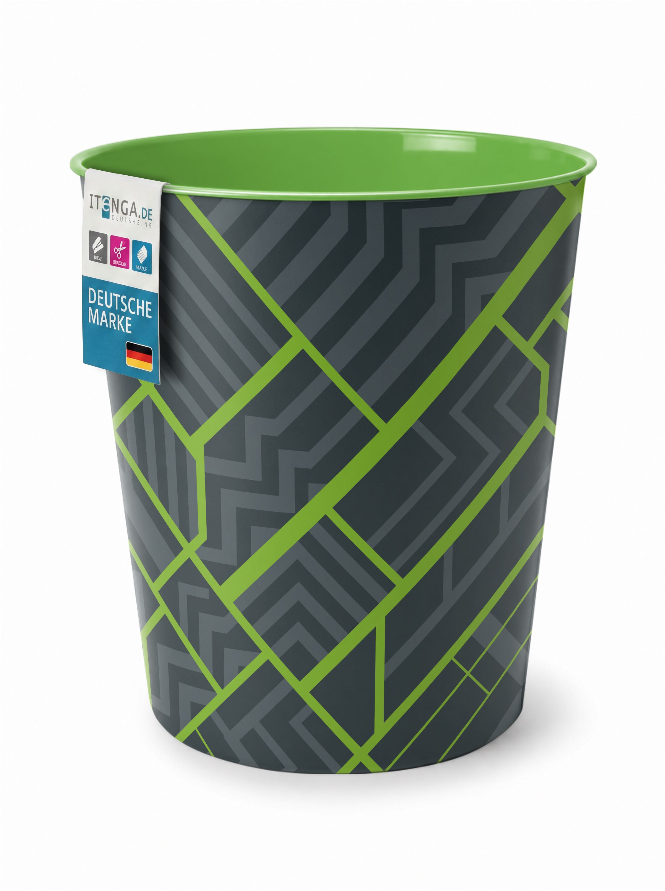 itenga Papierkorb ca. 11 Liter - Motiv GEOMETRIE Design