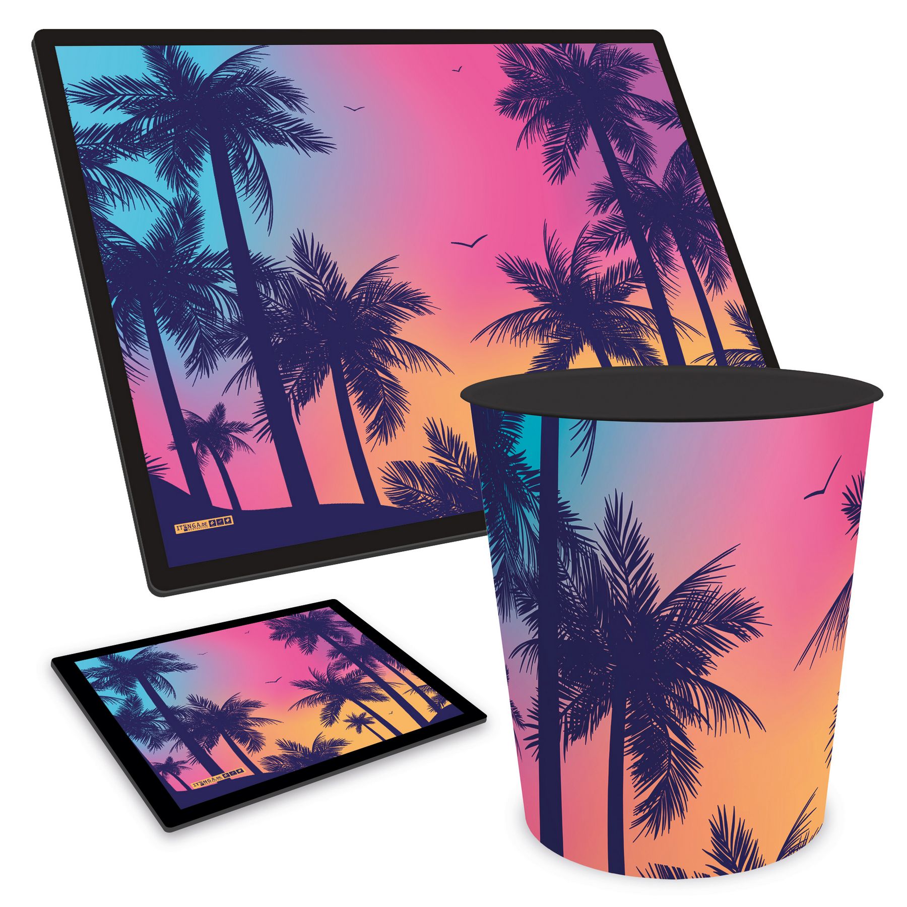 ITENGA Papierkorb Schreibtischunterlage Mauspad Set - ca...