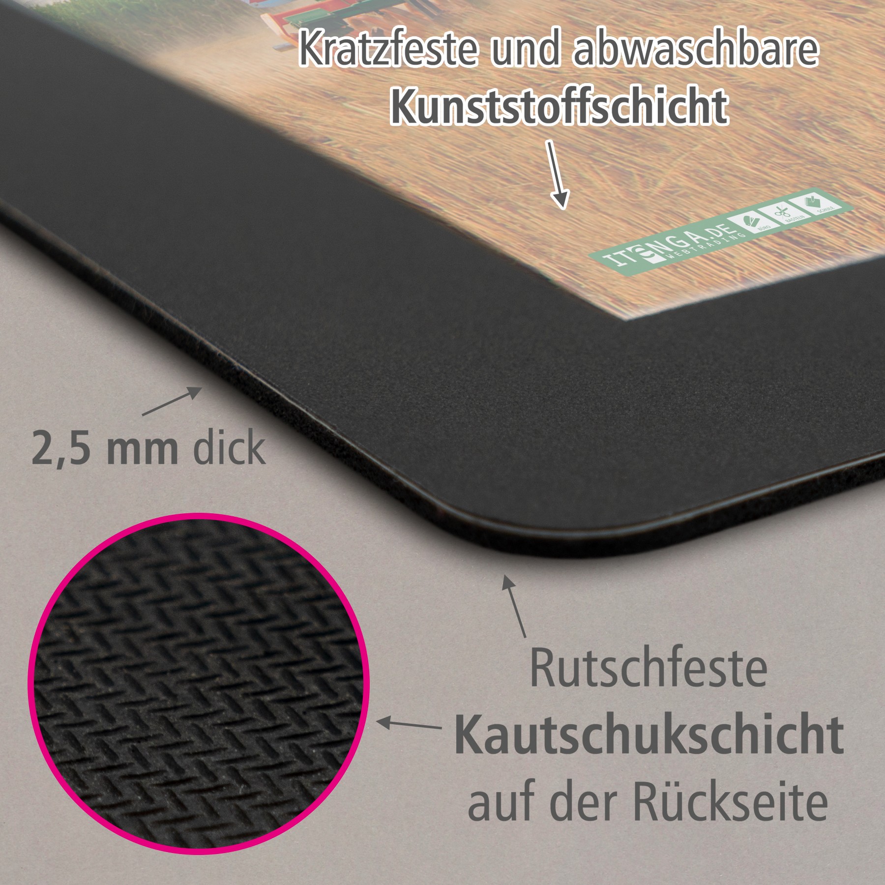 ITENGA Mauspad TRAKTOR auf dem Feld 21 x 18 cm Kunststof...
