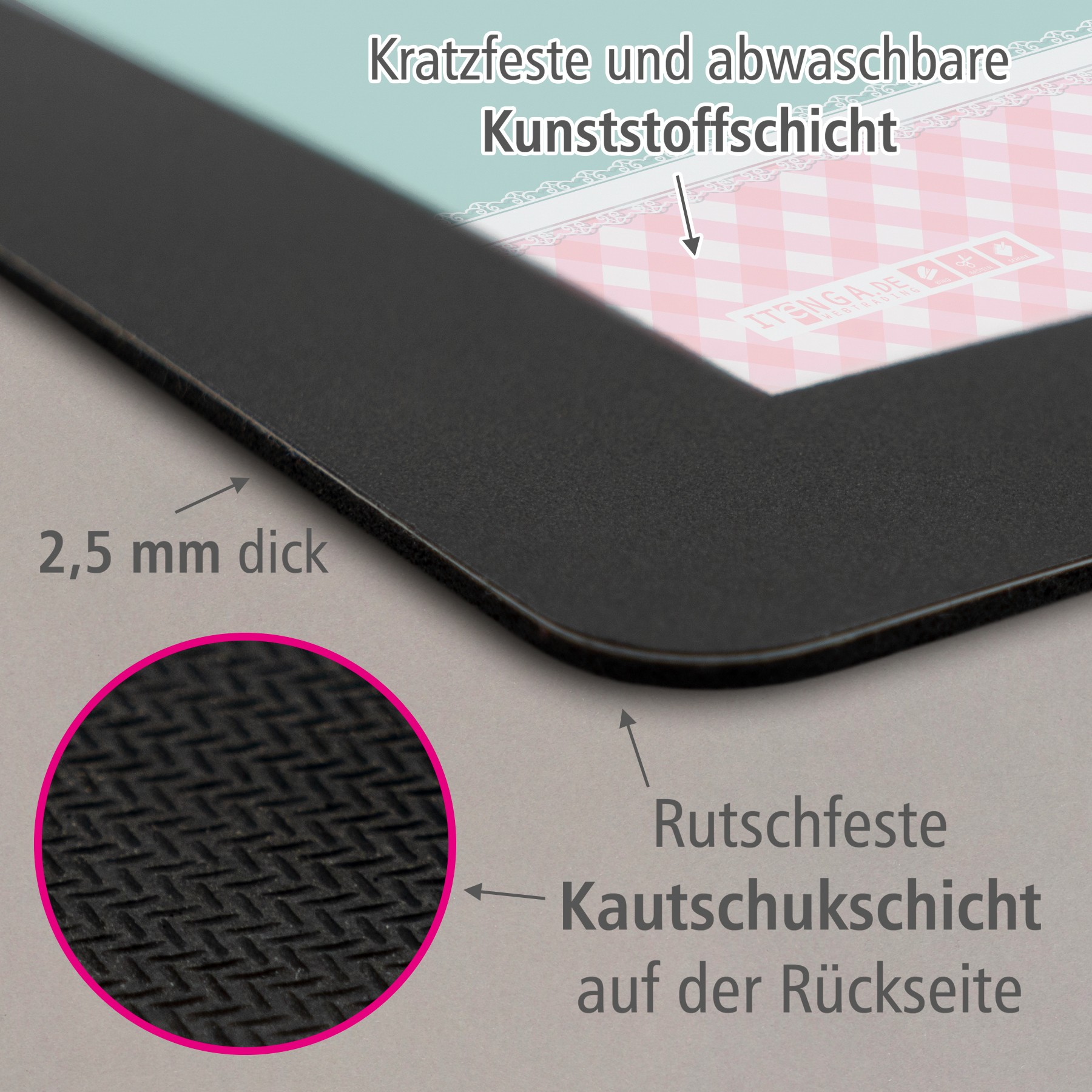 ITENGA Mauspad PFERD 21 x 18 cm Kunststoff rutschfest
