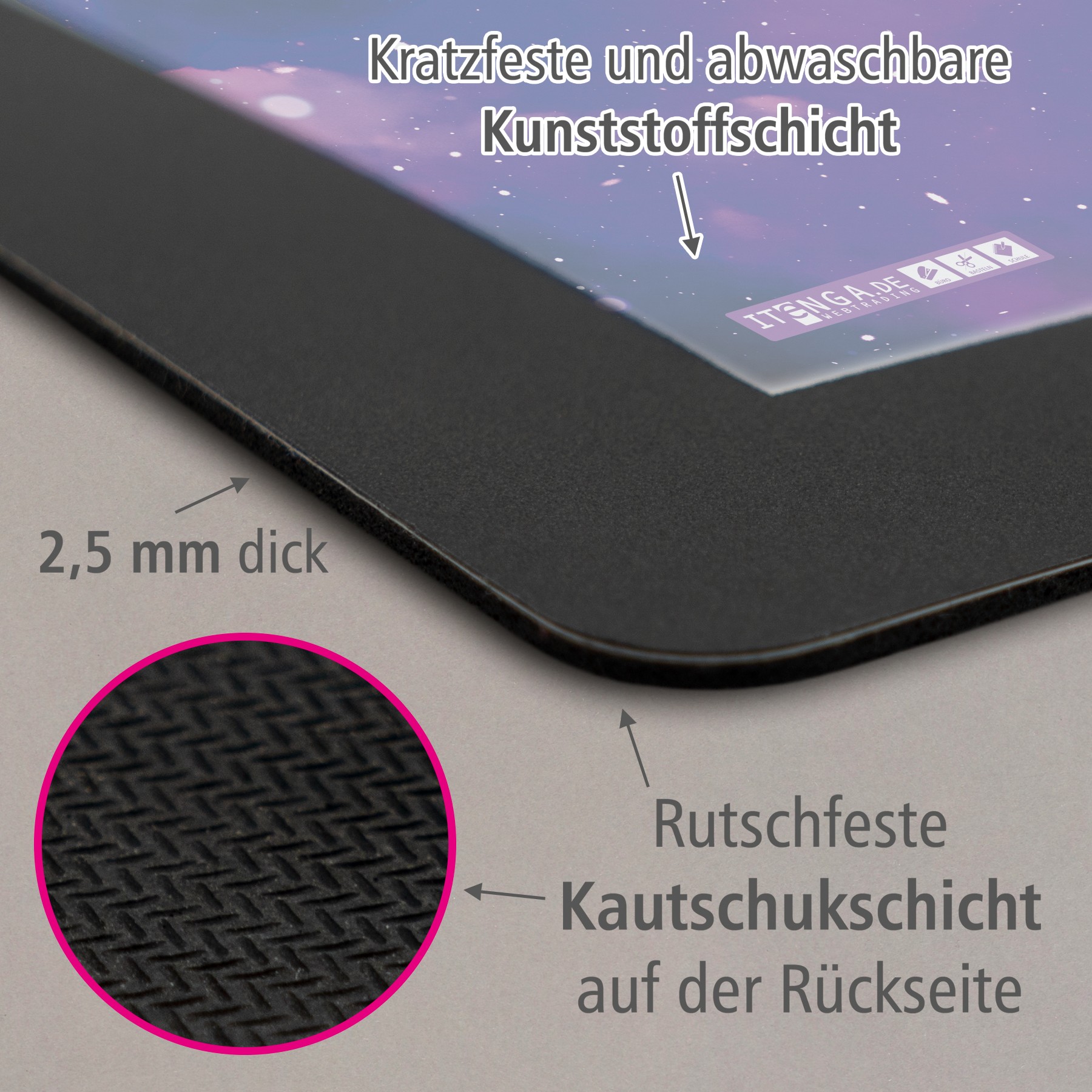 ITENGA Mauspad MAGISCHES EINHORN 21 x 18 cm Kunststoff r...