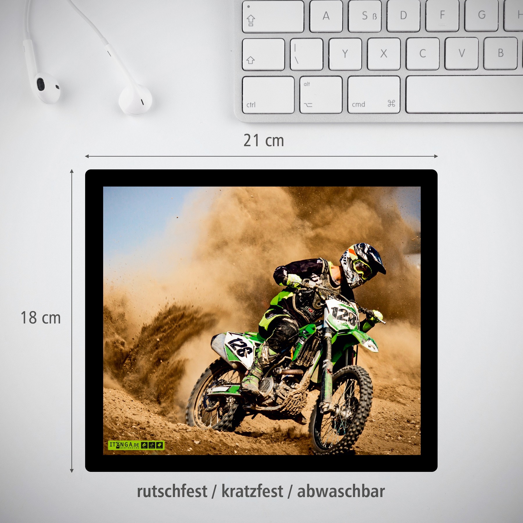 ITENGA Mauspad MOTOCROSS 21 x 18 cm Kunststoff rutschfest