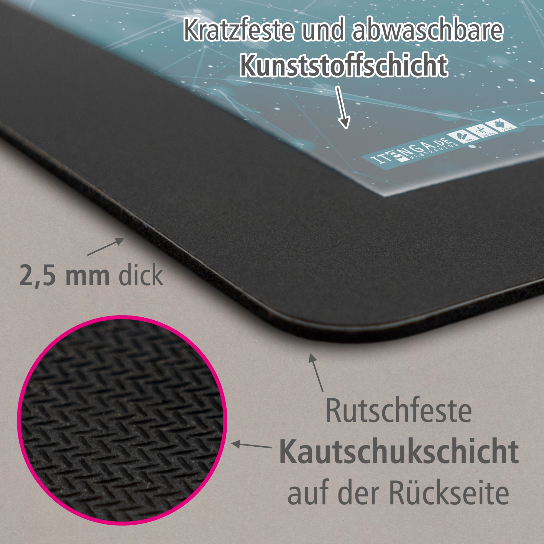 ITENGA Papierkorb Schreibtischunterlage Mauspad Set - ca...