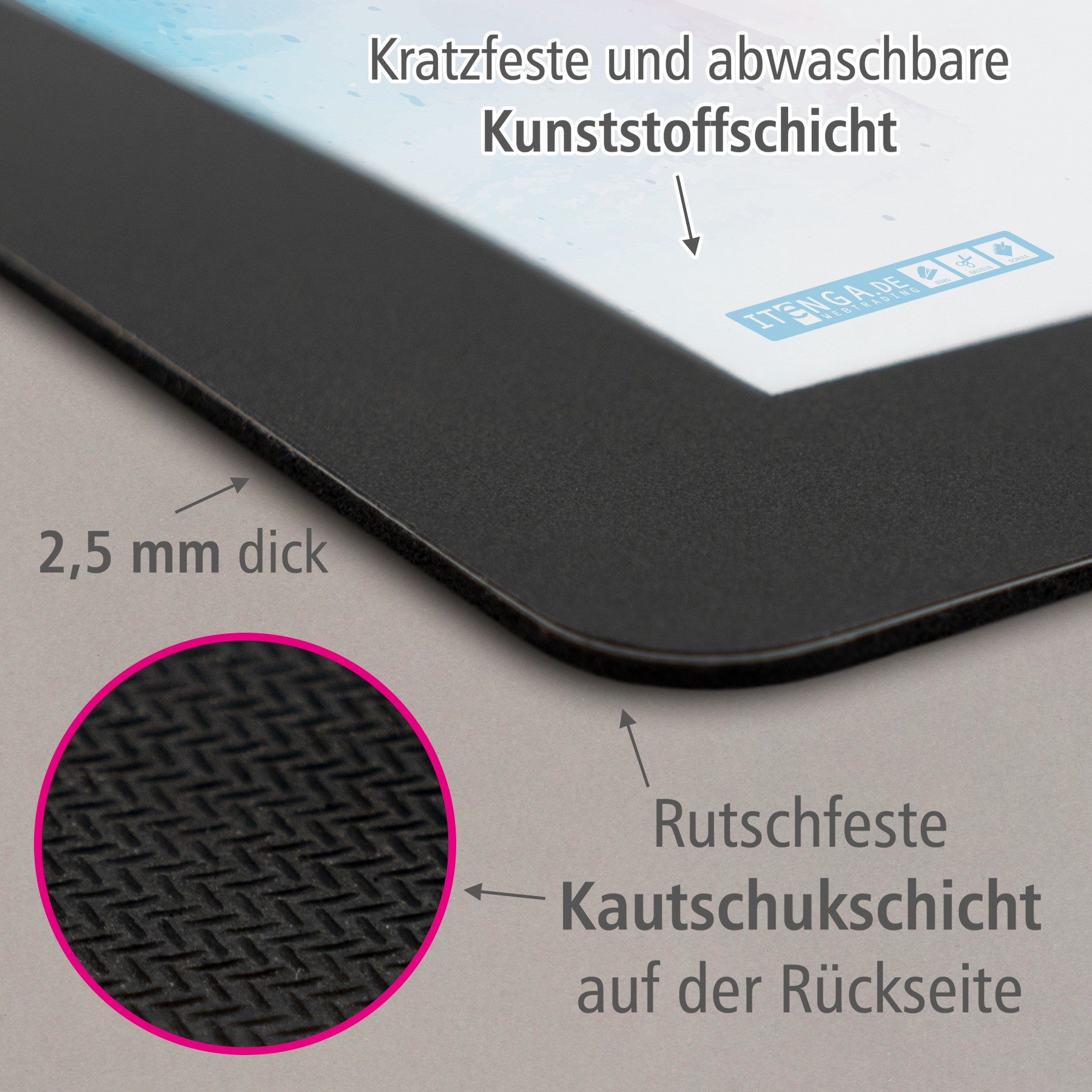 ITENGA Papierkorb Schreibtischunterlage Mauspad Set - ca...