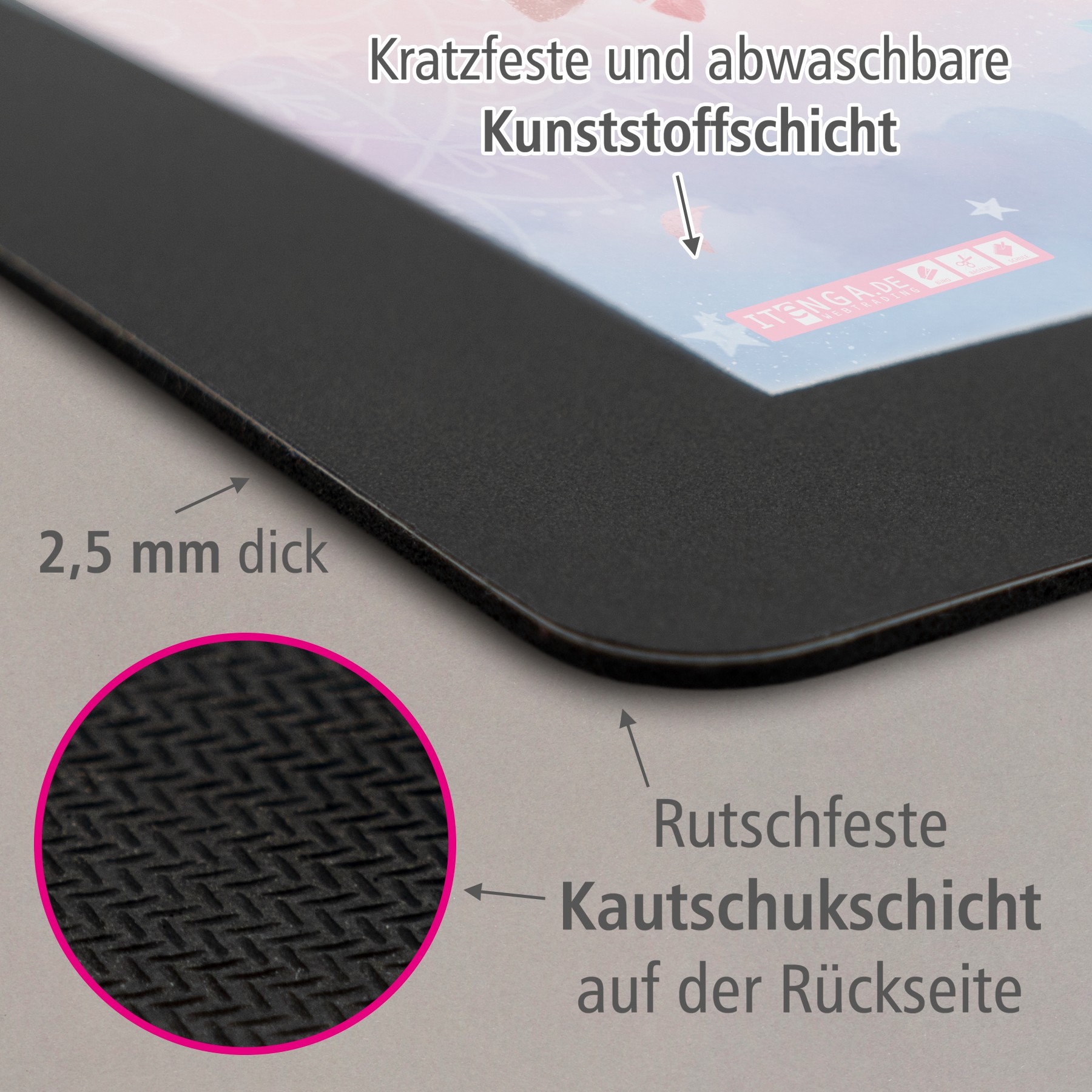 ITENGA Mauspad TRAUMF�NGER 21 x 18 cm Kunststoff rutschfest