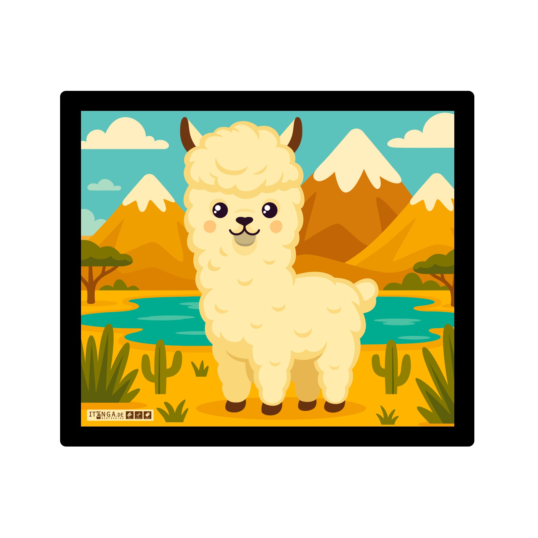 ITENGA Mauspad Kawaii Design - LAMA 21 x 18 cm Kunststof...