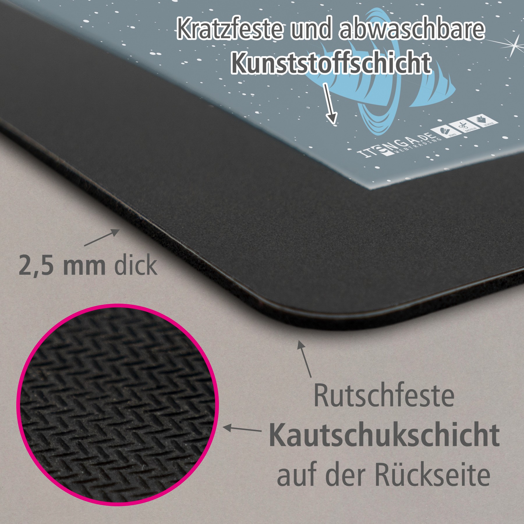 ITENGA Papierkorb Schreibtischunterlage Mauspad Set - ca...