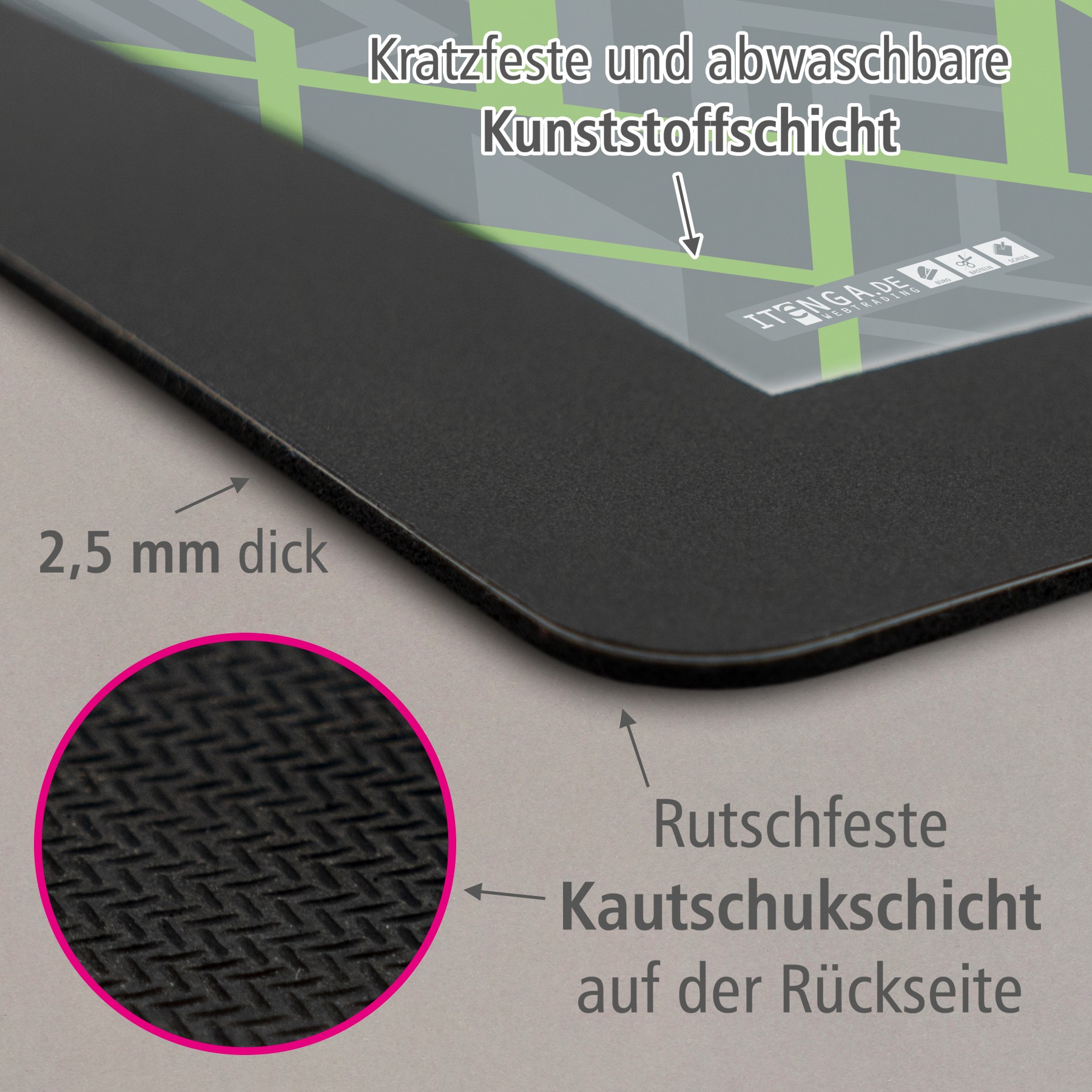 ITENGA Papierkorb Schreibtischunterlage Mauspad Set - ca...