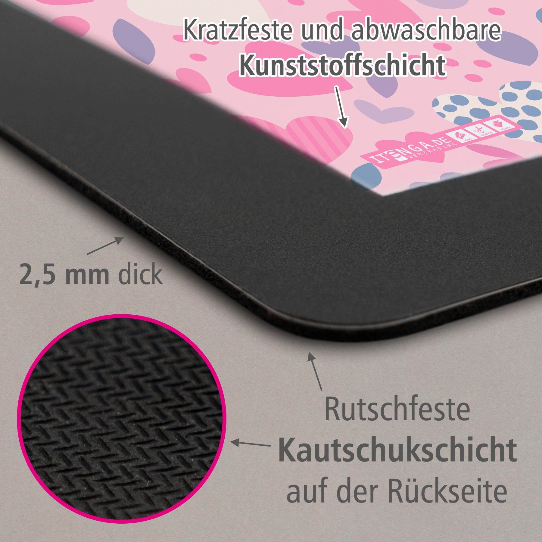 ITENGA Papierkorb Schreibtischunterlage Mauspad Set - ca...