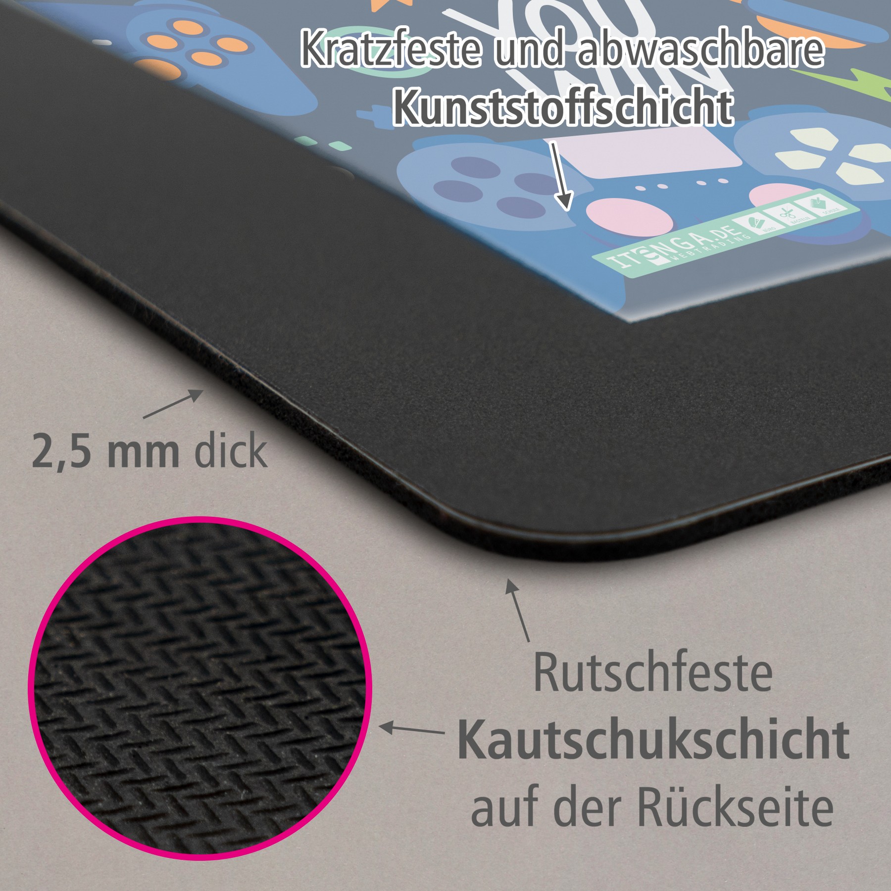 ITENGA Papierkorb Schreibtischunterlage Mauspad Set - ca...