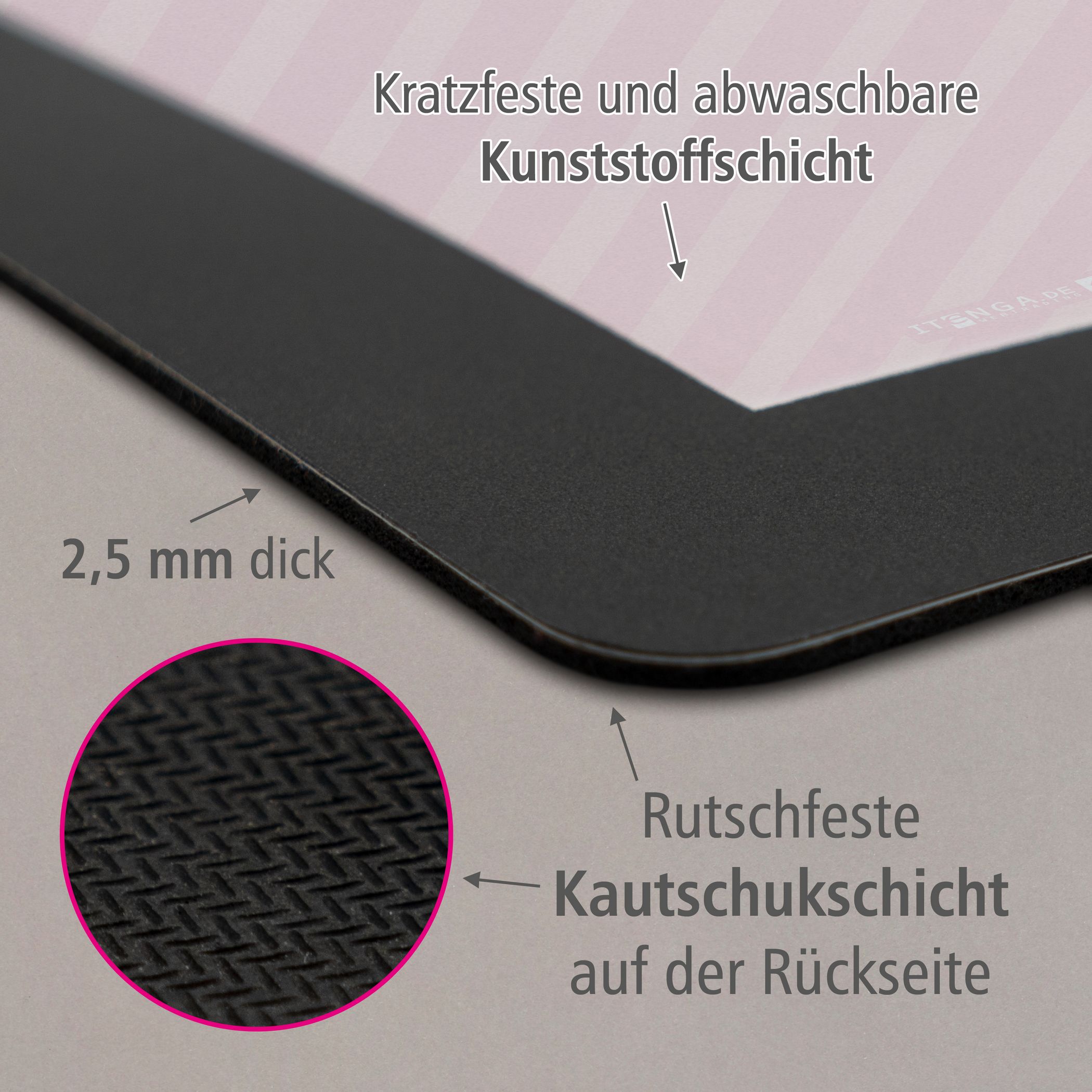 itenga Schreibunterlage V1 Motiv STRIPE - pastell rosa