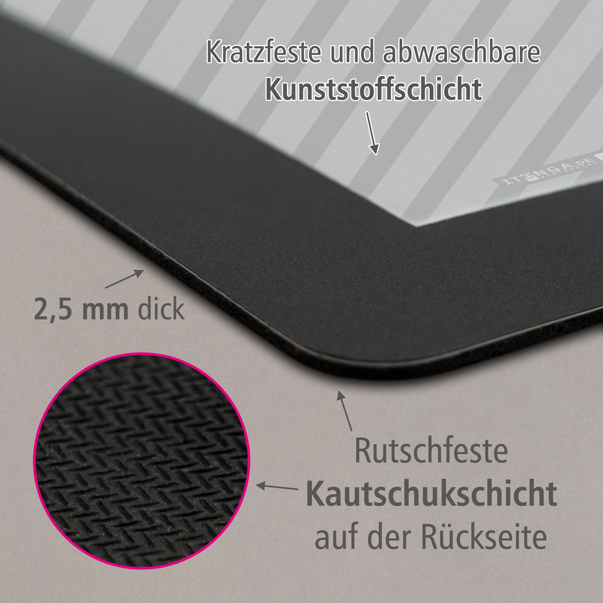 itenga Schreibunterlage V1 Motiv STRIPE - grau