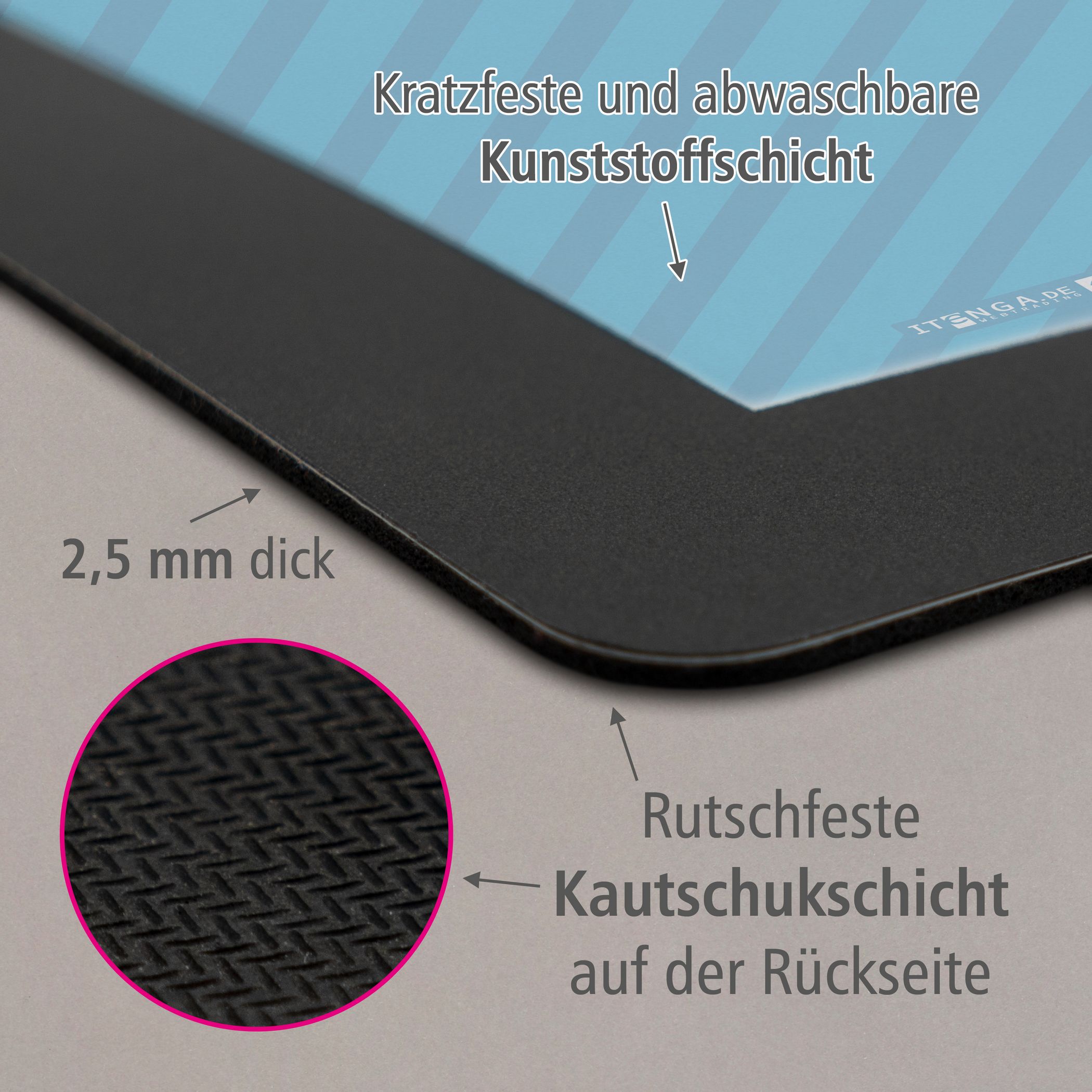itenga Schreibunterlage V1 Motiv STRIPE - cyan