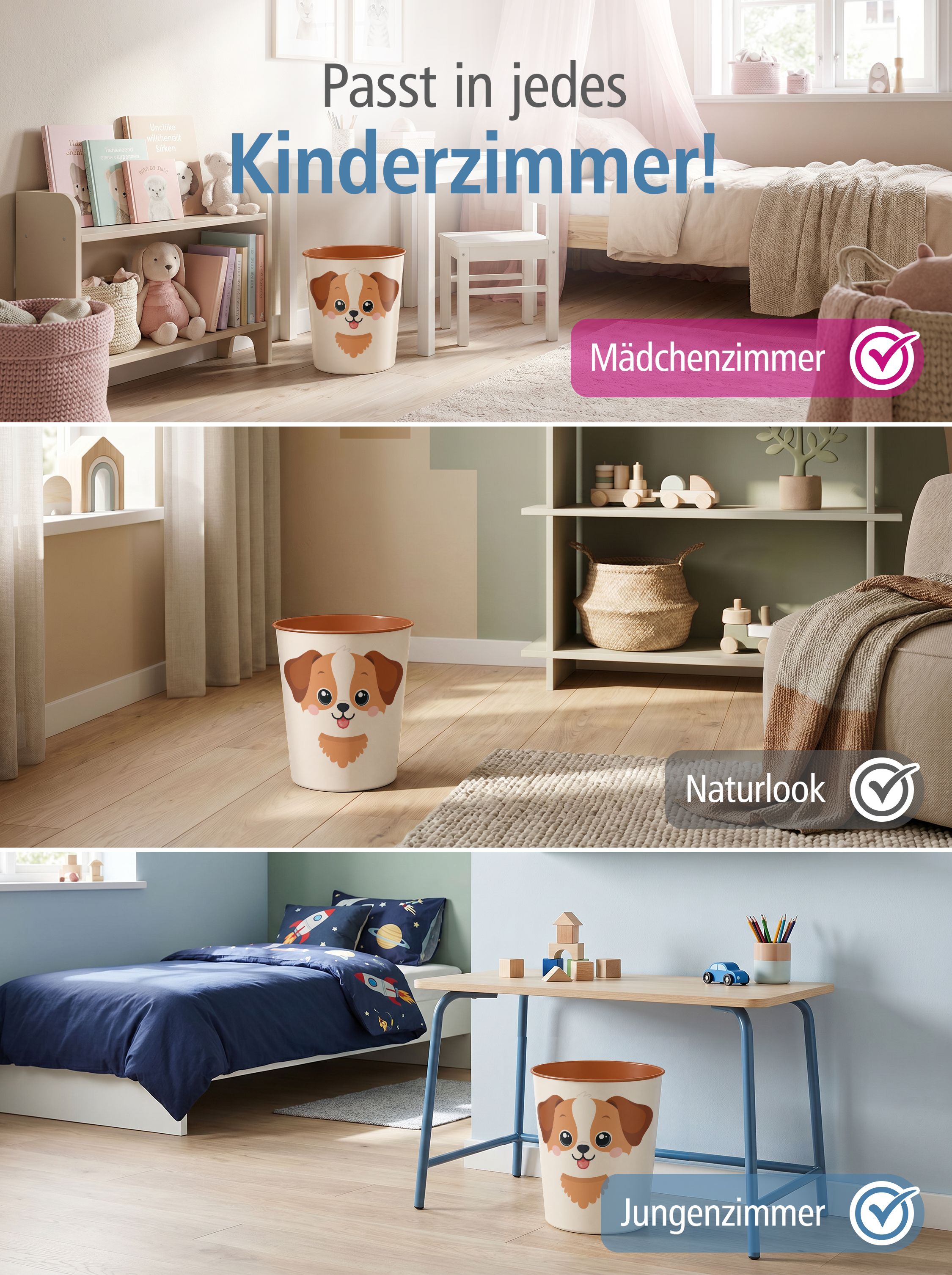 itenga Papierkorb Tiermotiv - HUND - Kawaii Design - ca ...