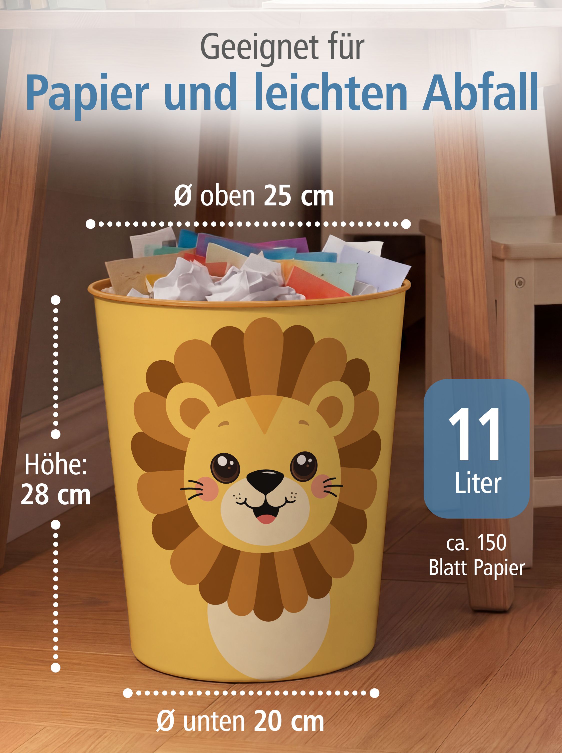 itenga Papierkorb Tiermotiv - L�WE - Kawaii Design- ca 1...