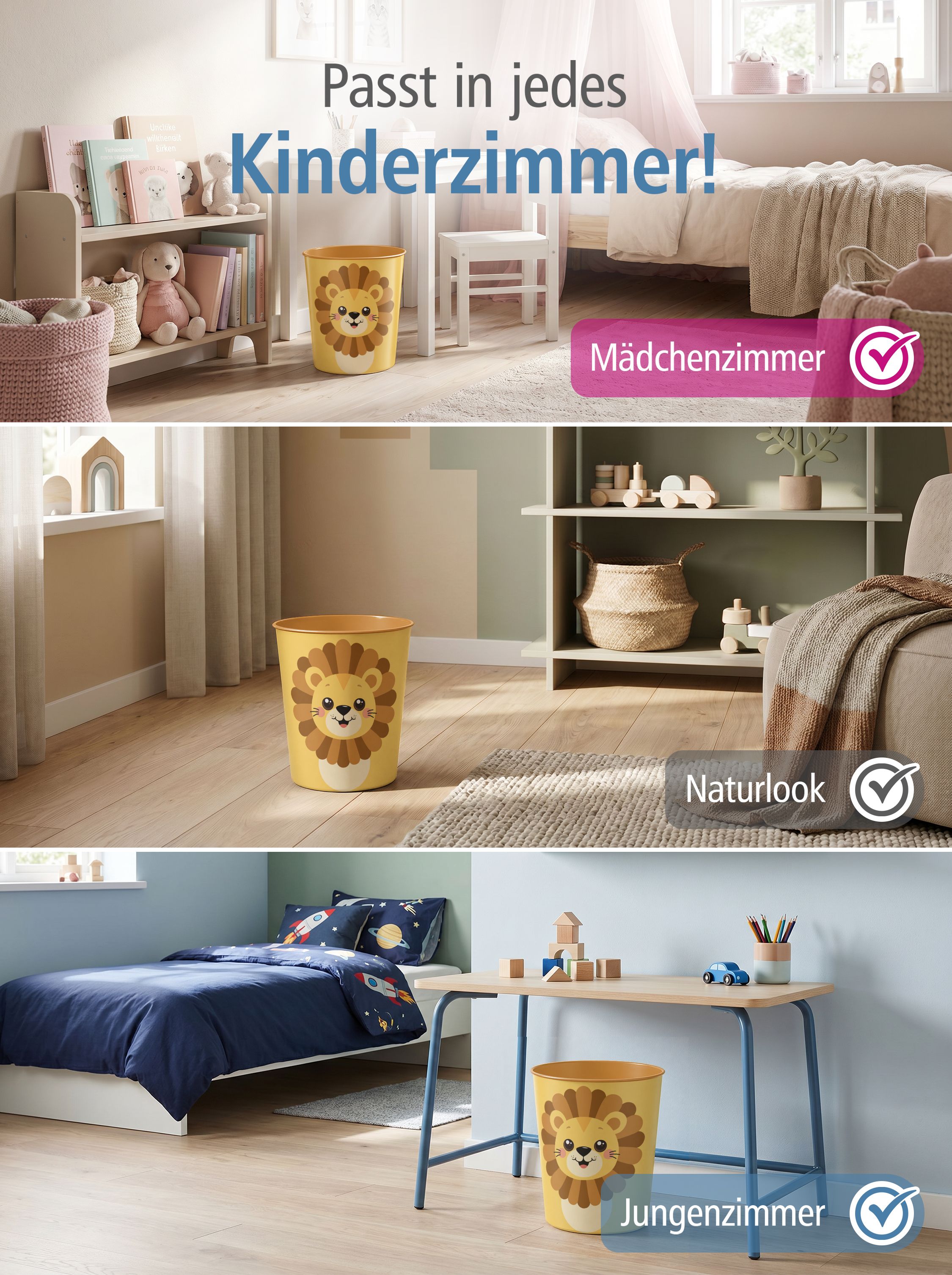itenga Papierkorb Tiermotiv - L�WE - Kawaii Design- ca 1...