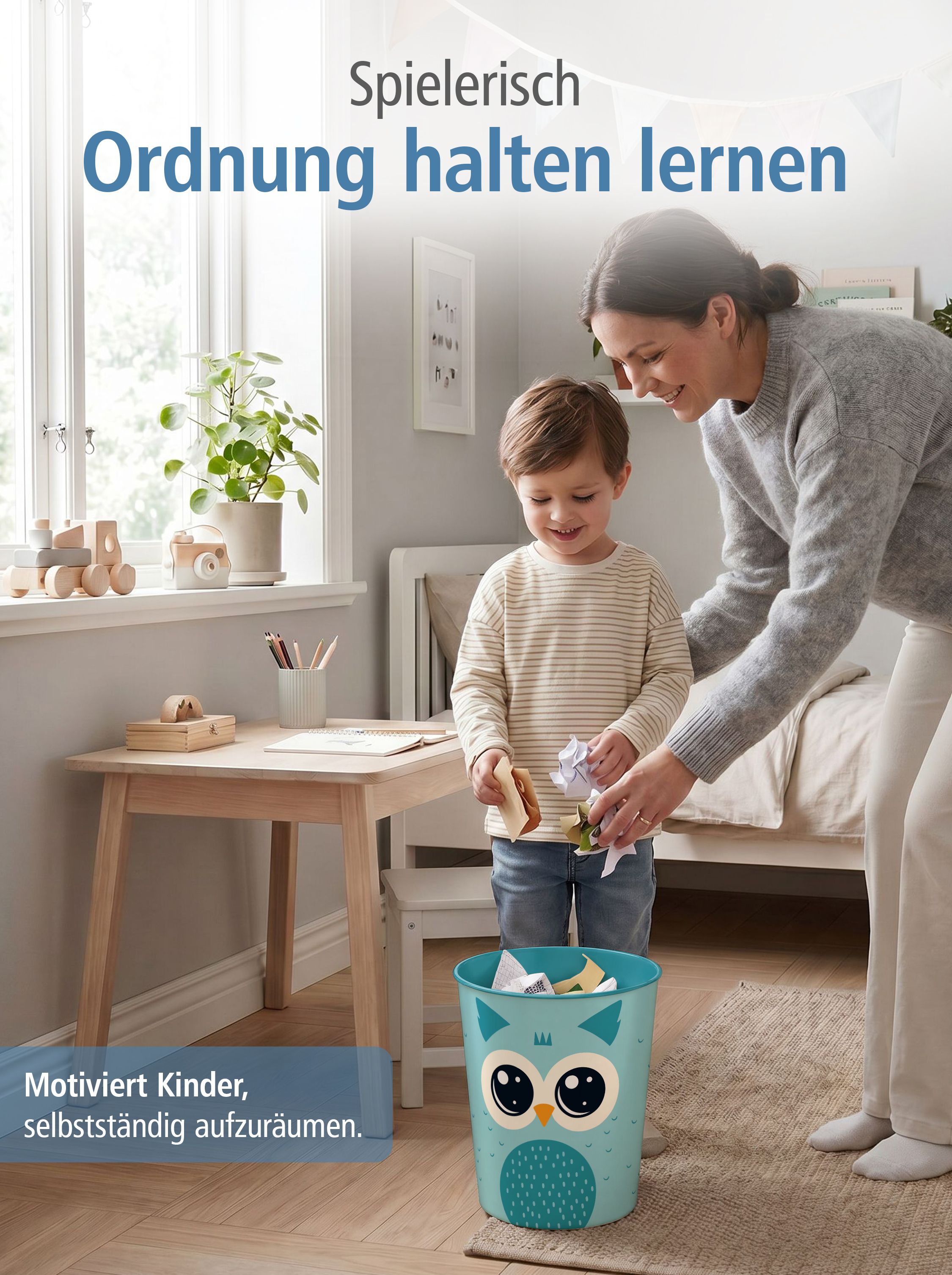 itenga Papierkorb Tiermotiv - EULE - Kawaii Design- ca 1...
