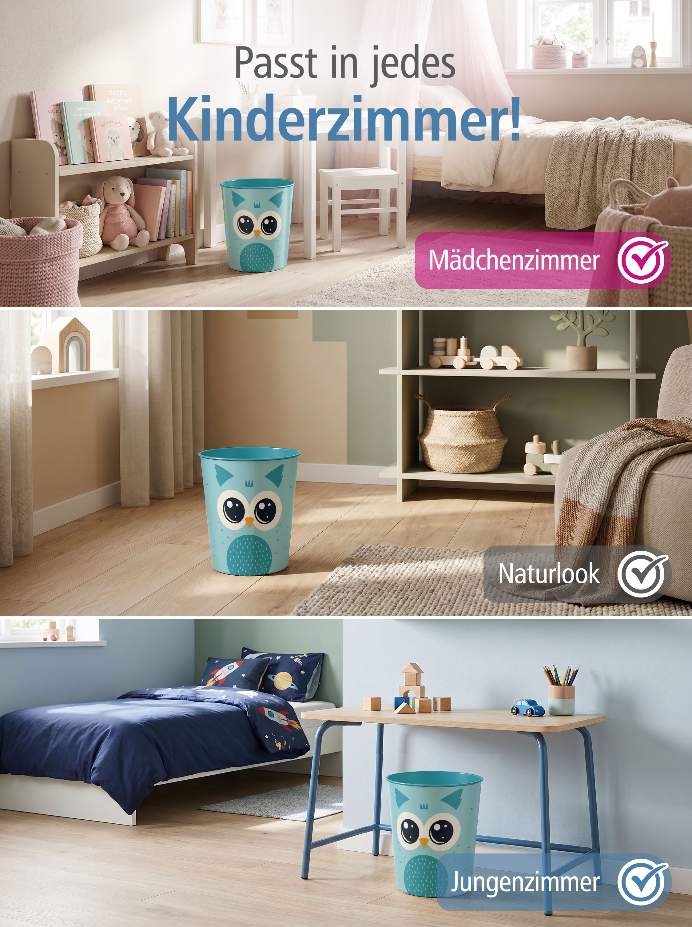 itenga Papierkorb Tiermotiv - EULE - Kawaii Design- ca 1...