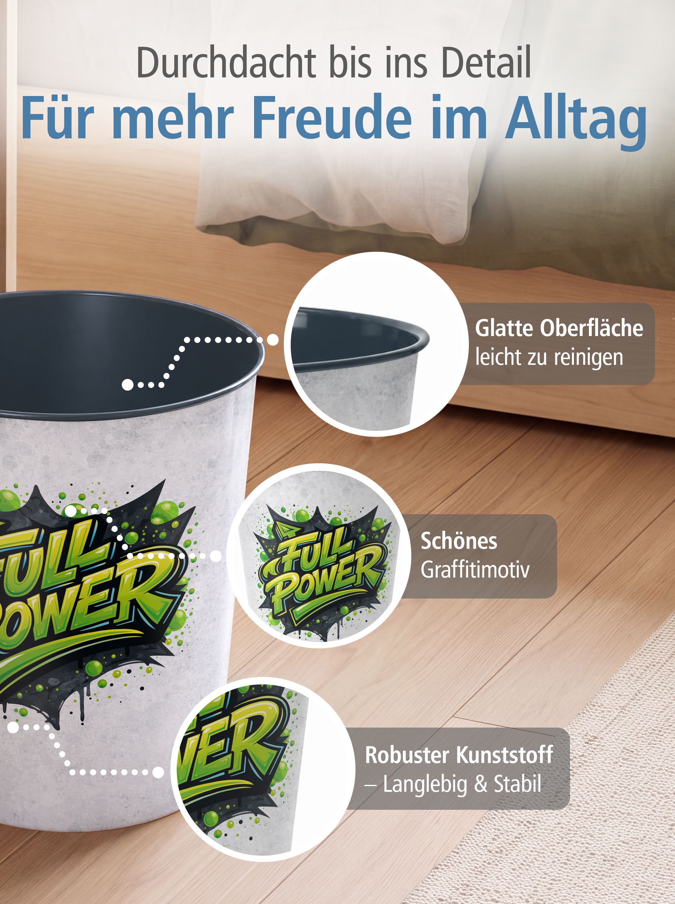 itenga Papierkorb FULL POWER � Graffiti Edition - gr�n -...