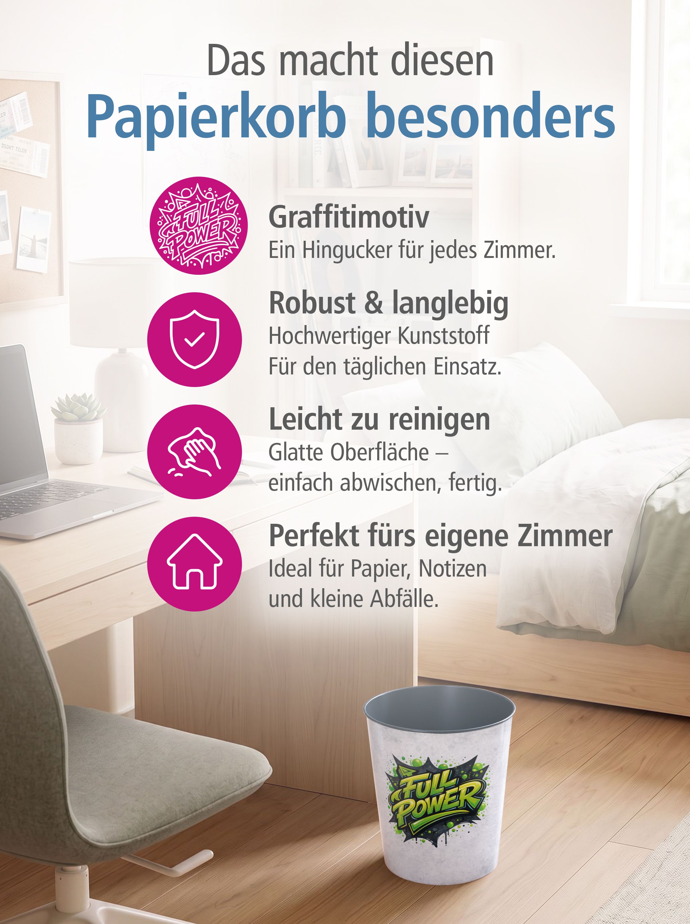 itenga Papierkorb FULL POWER � Graffiti Edition - gr�n -...
