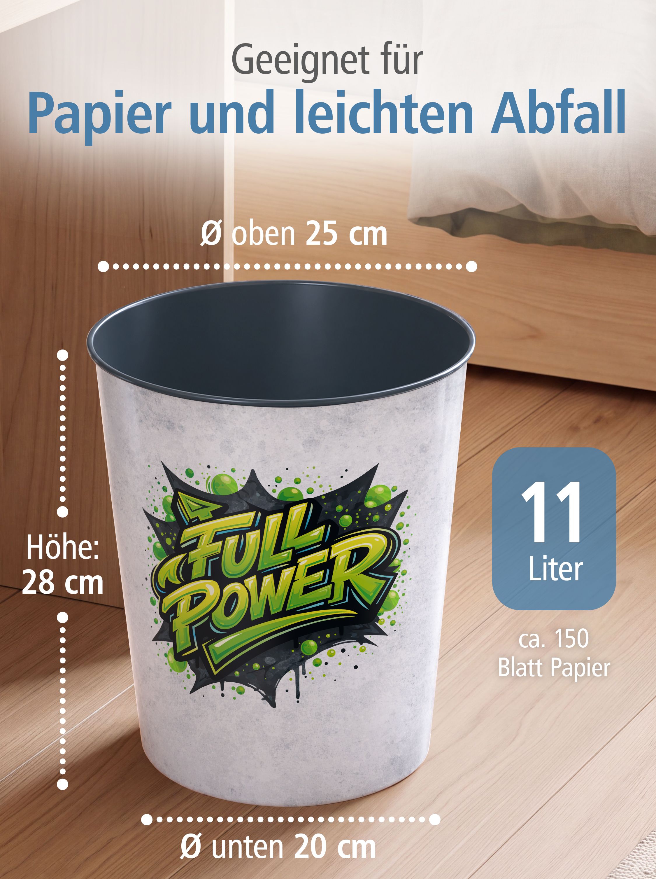 itenga Papierkorb FULL POWER � Graffiti Edition - gr�n -...