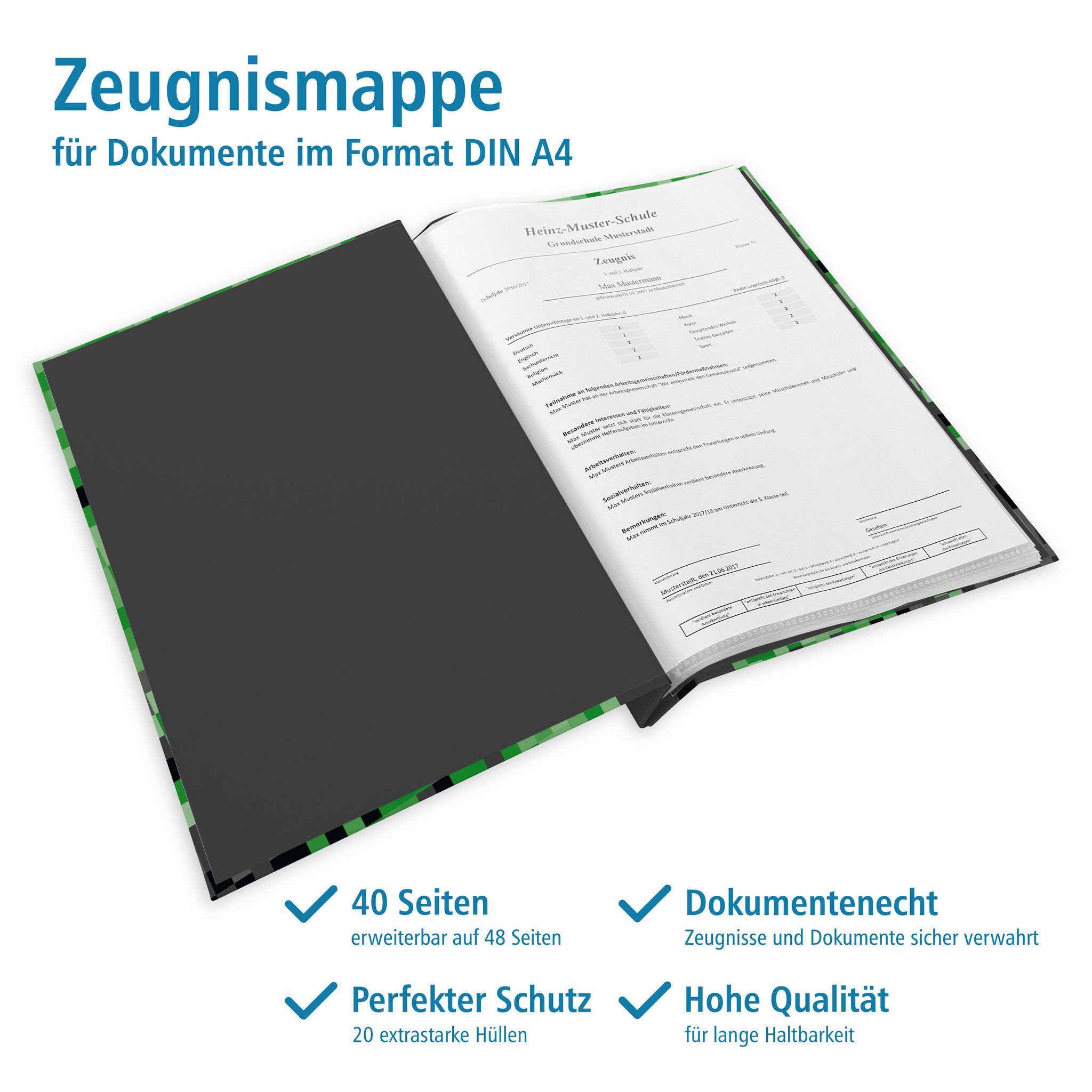 itenga Zeugnismappe A4 mit Schraubverschluss Motiv Pixel
