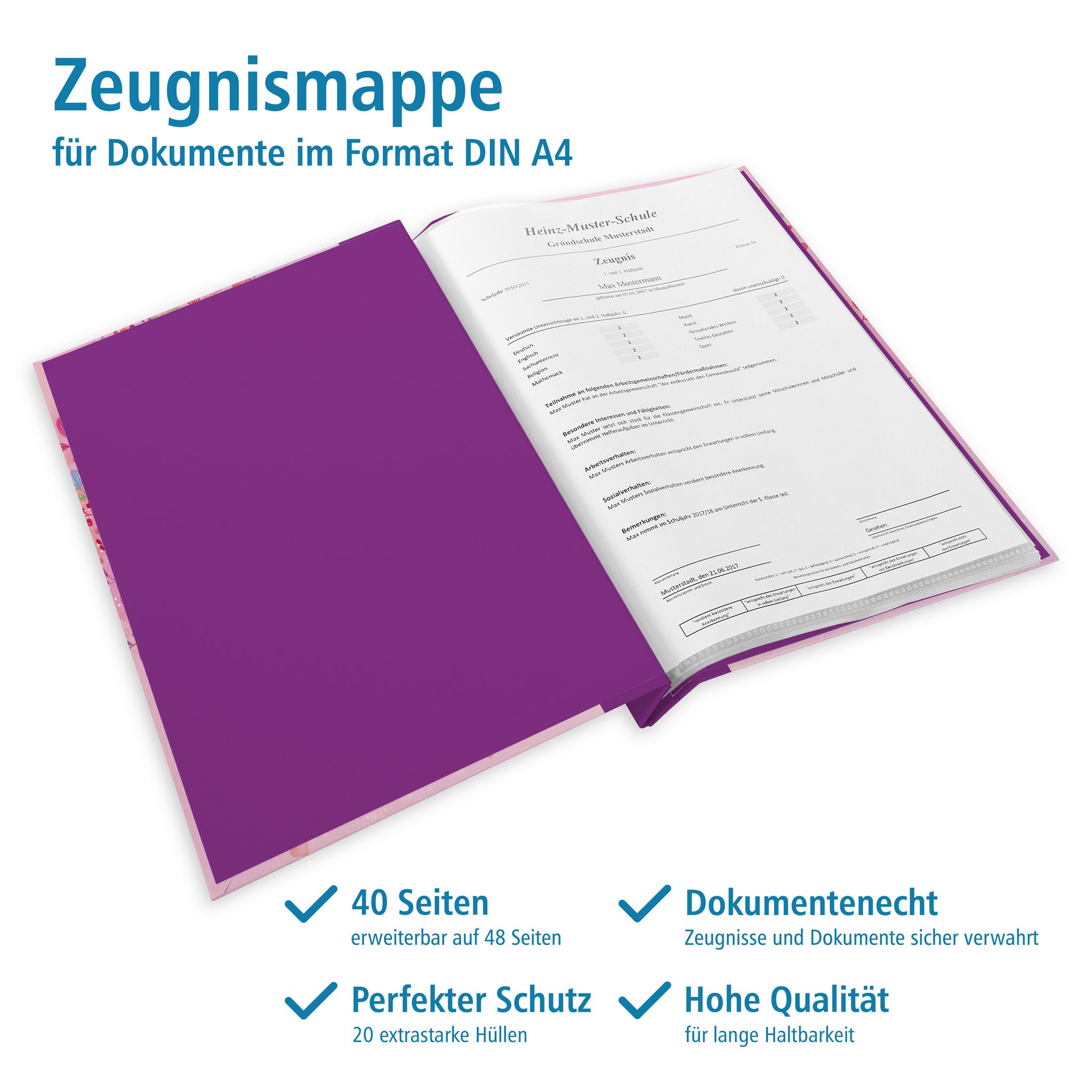 itenga Zeugnismappe A4 mit Schraubverschluss Motiv Rainb...