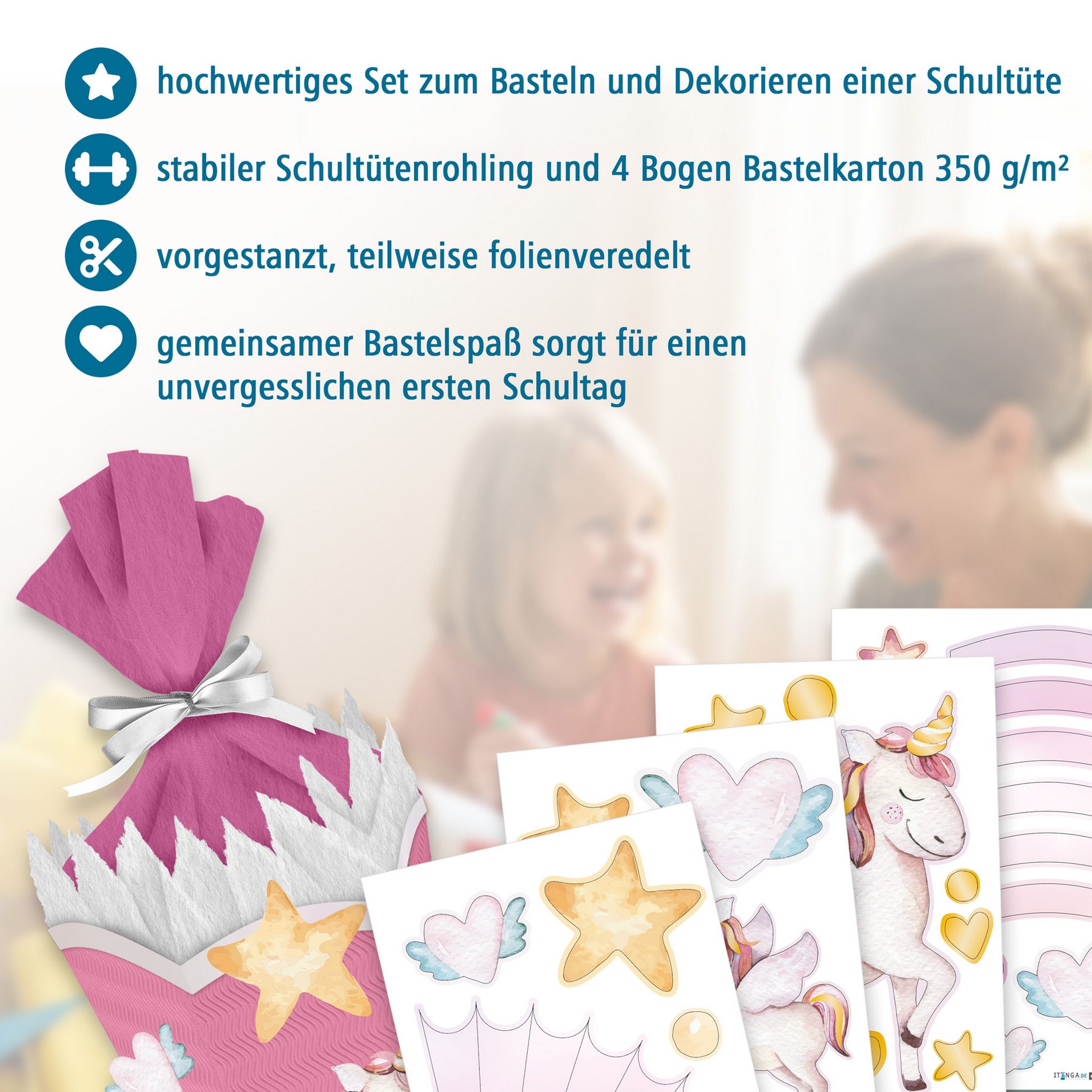 itenga SCHULT�TEN Bastelset 68cm - Einhorn Wasserfarben ...
