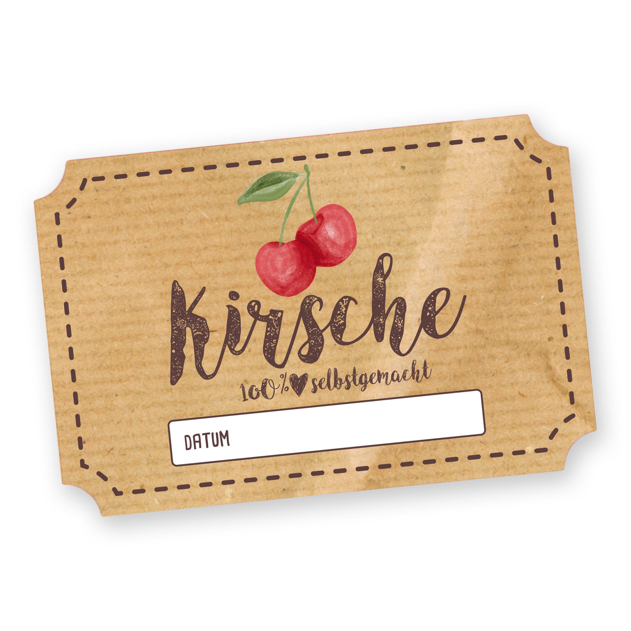 Itenga 50 x Marmeladenetikett rechteckig 6x4cm Kirsche