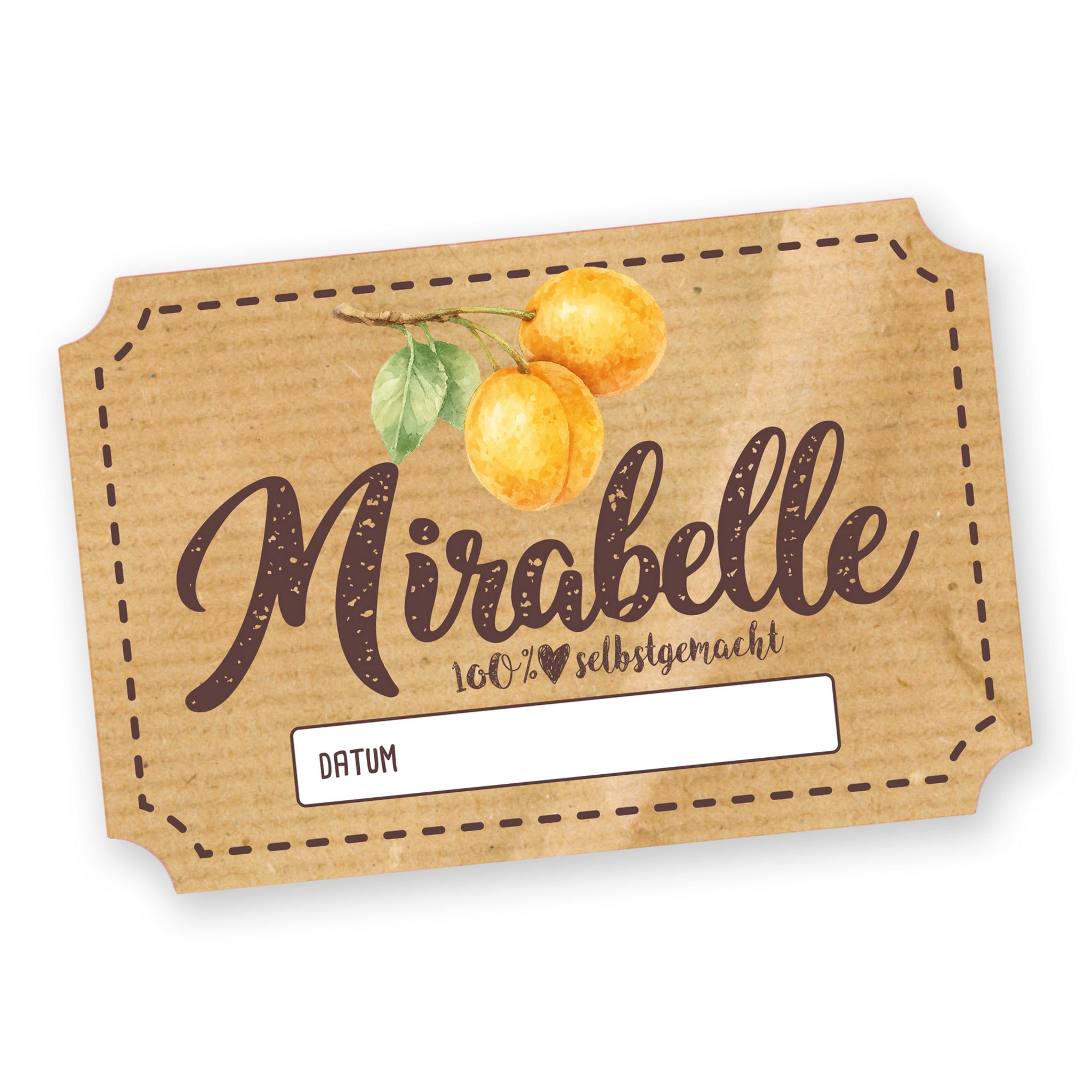 Itenga 50 x Marmeladenetikett rechteckig 6x4cm Mirabelle
