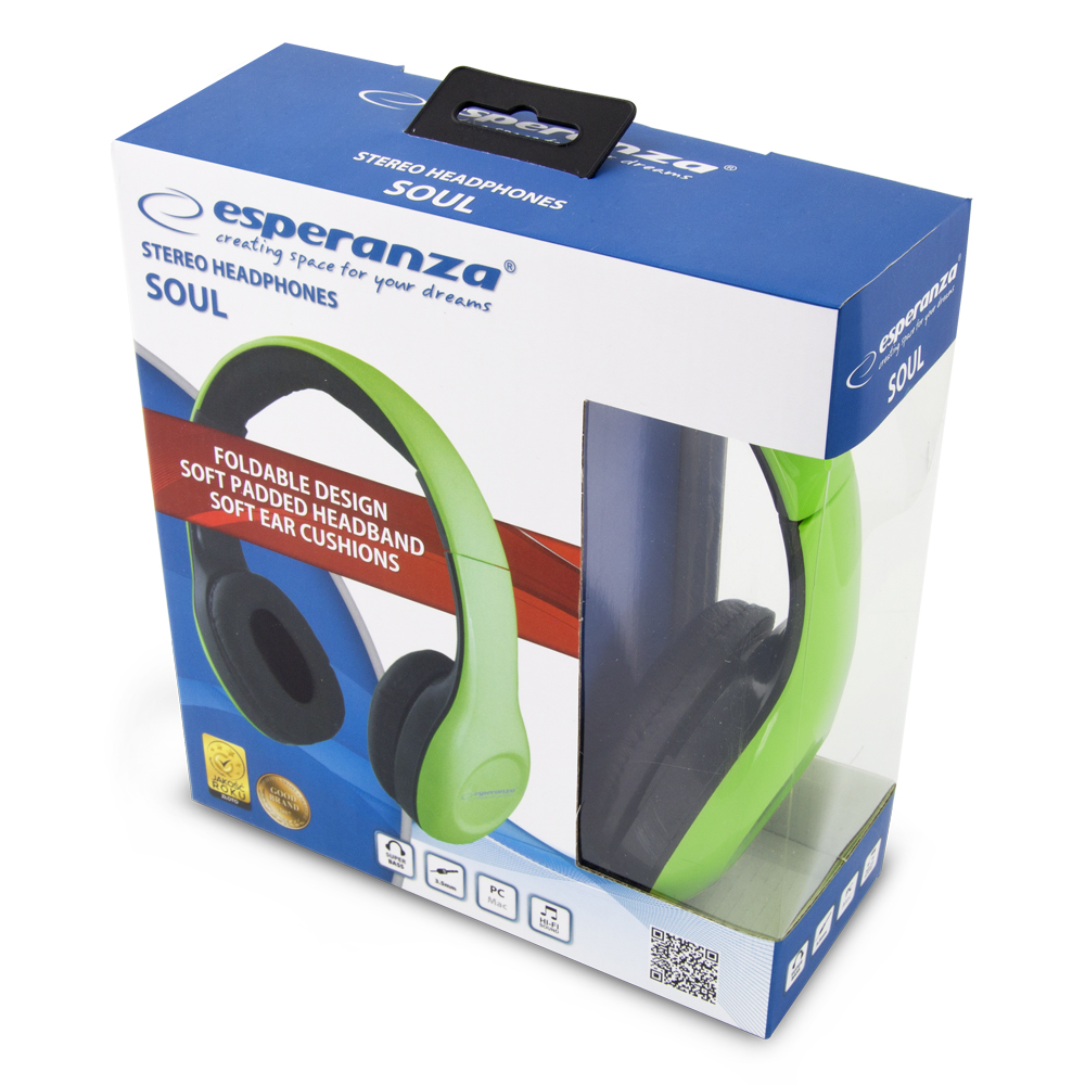 Esperanza EH138G Stereo Kopfh�rer Gr�n mit Lautst�rkeregler